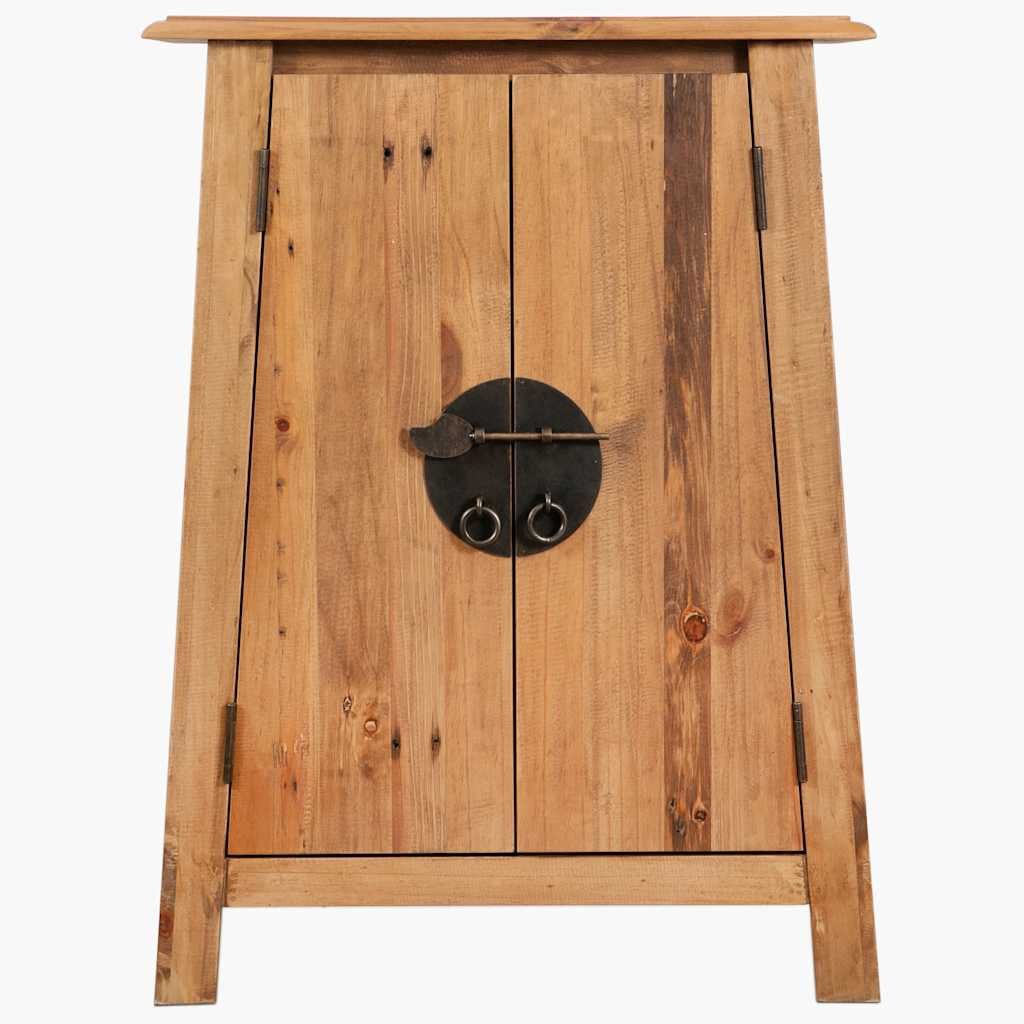 furnicato Beistellschrank Massivholz Retro-Look 59x32x80 cm Braun (1-St) Vintage-Nachttisch mit Ablage und Stauraum für das Badezimmer