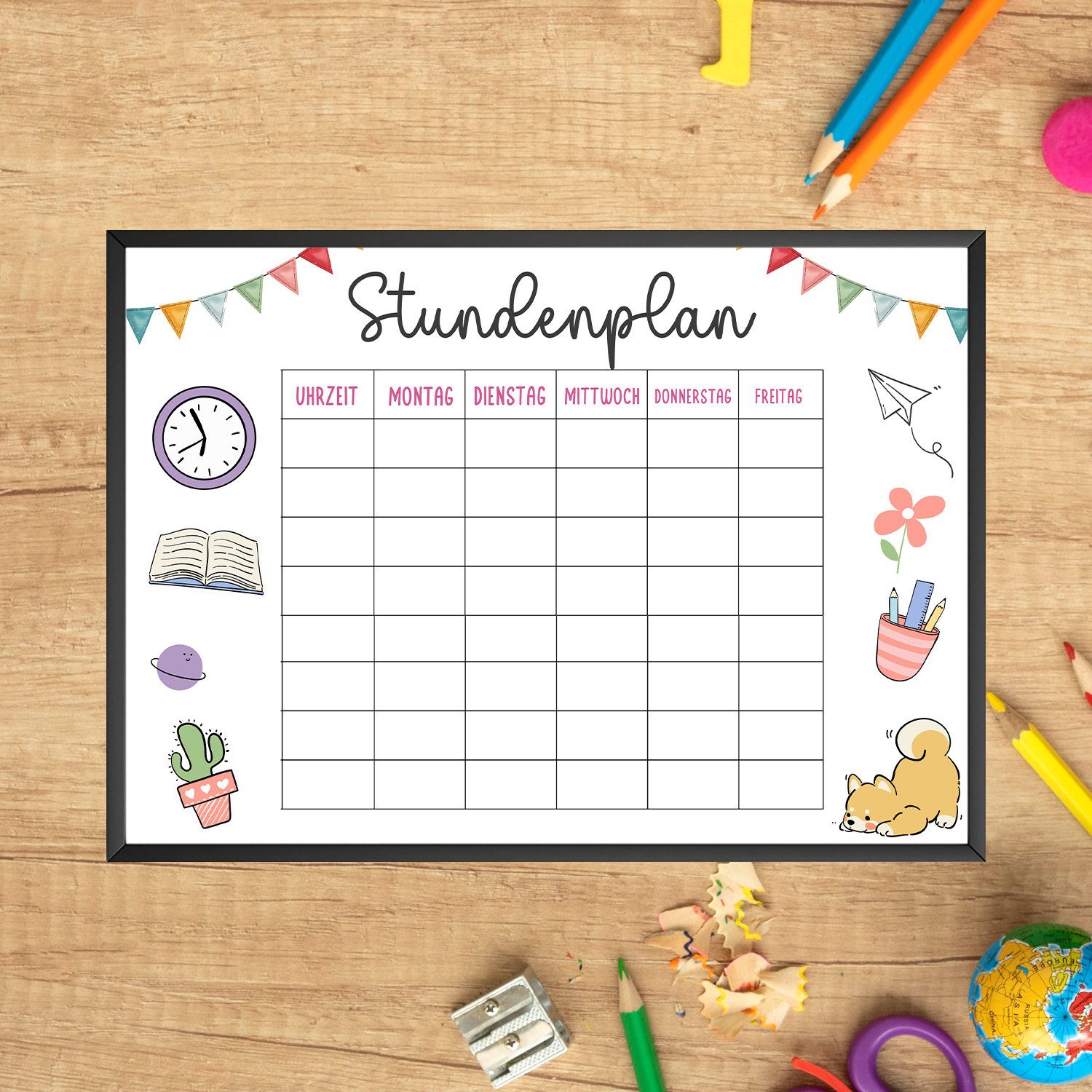 Tigerlino Poster Stundenplan Grundschule Schulkind Einschulung Geschenk Schulanfang