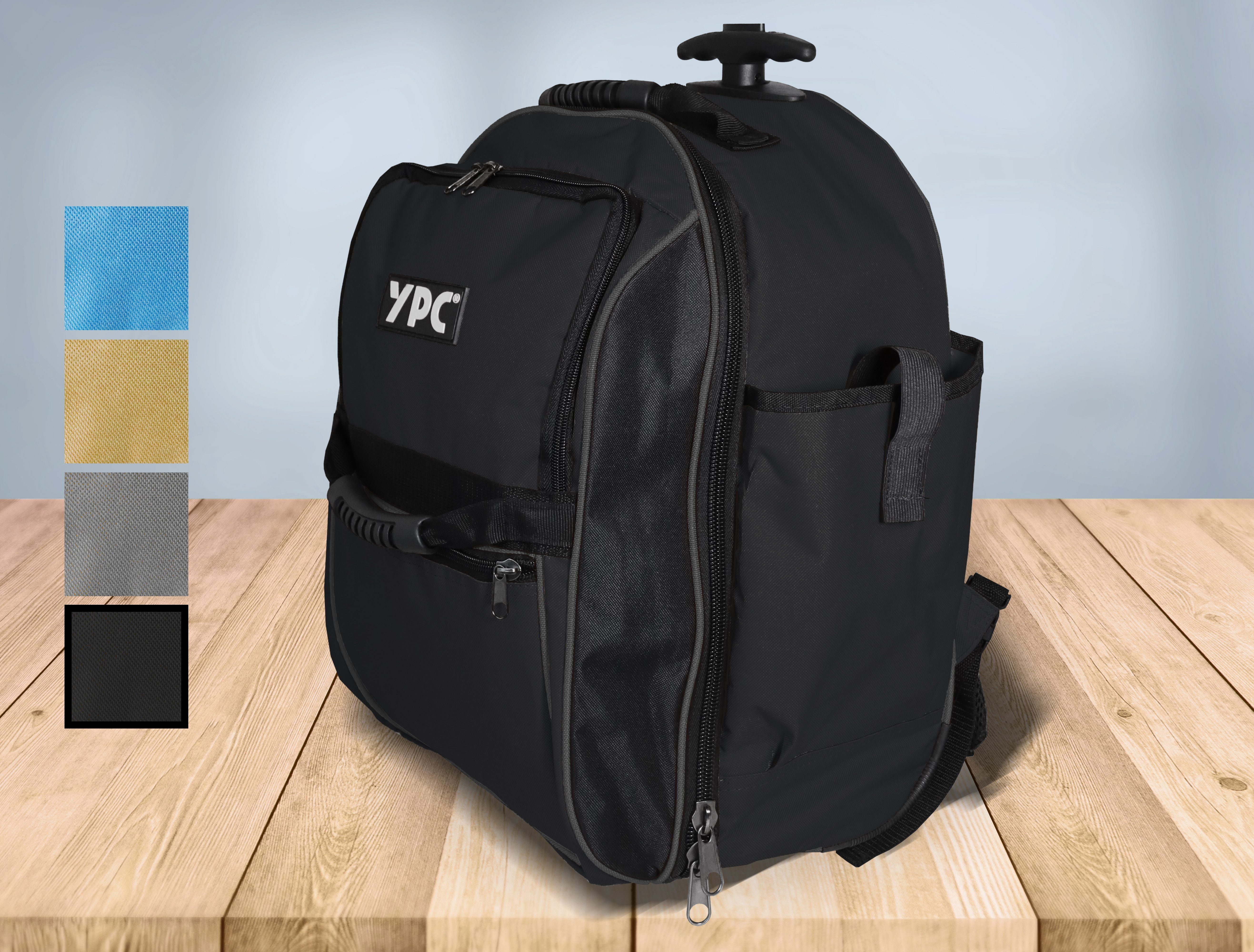 Trolley-Rucksack, robust, Werkzeugtasche wasserabweisend, 54x36x25cm, stabil, Trolley Schwarz Werkzeugrucksack, XXL, 40 Werkzeugtrolley Liter, Handgepäck "Juggernaut" YPC