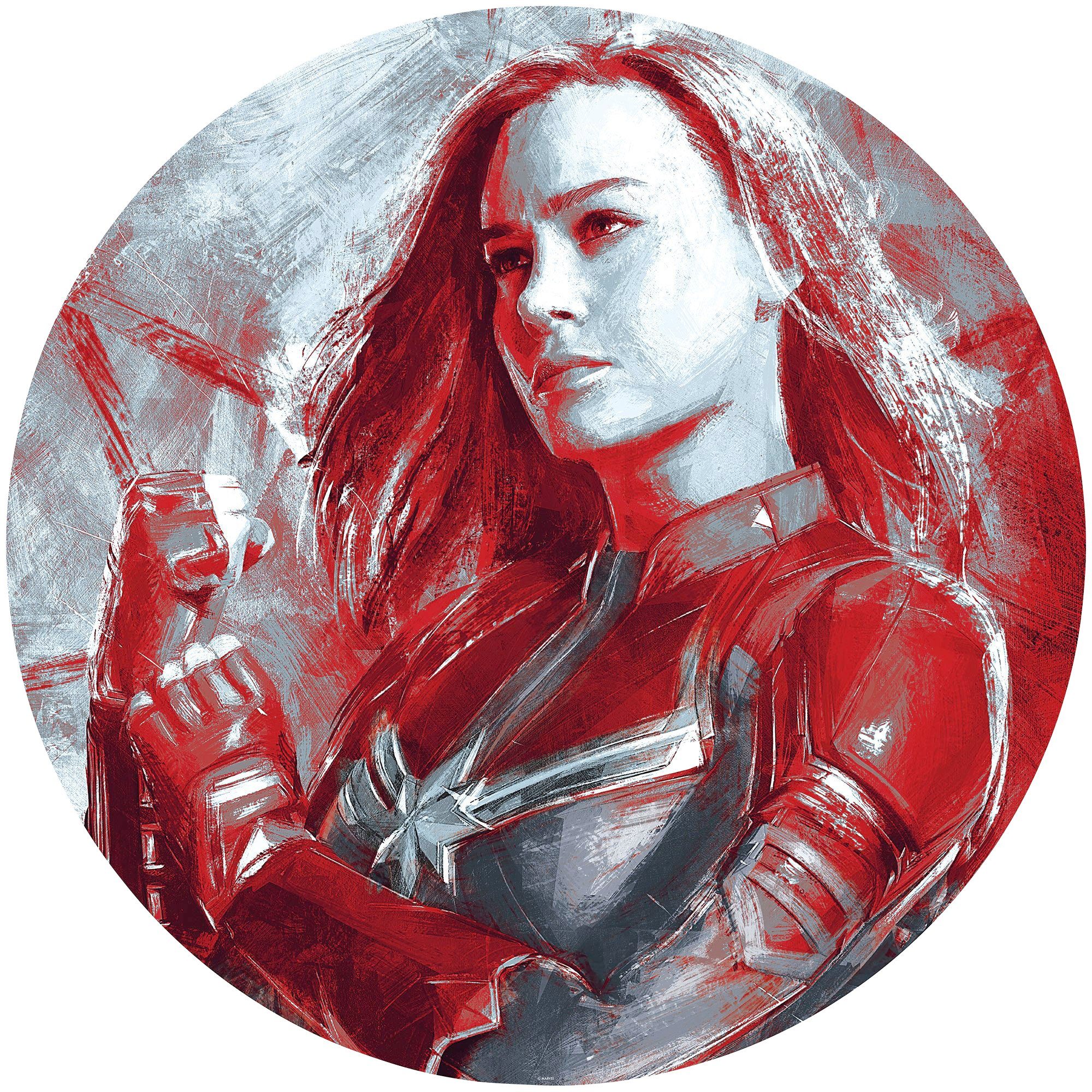 Komar Fototapete Avengers Painting Captain Marvel, 125x125 cm (Breite x Höhe), rund und selbstklebend