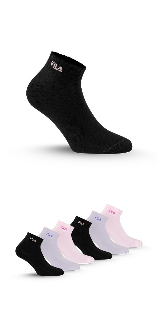Fila Kurzsocken (6 Paar) Cotton-Mix, Rippenbündchen, Logoschriftzug, Multipack