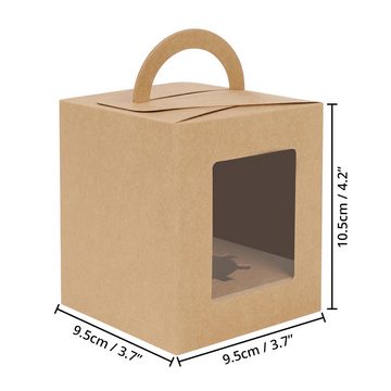 Belle Vous Geschenkbox Braune Geschenkboxen mit Fenster und Griff (x50), Brown Gift Boxes with Window & Handle (x50)