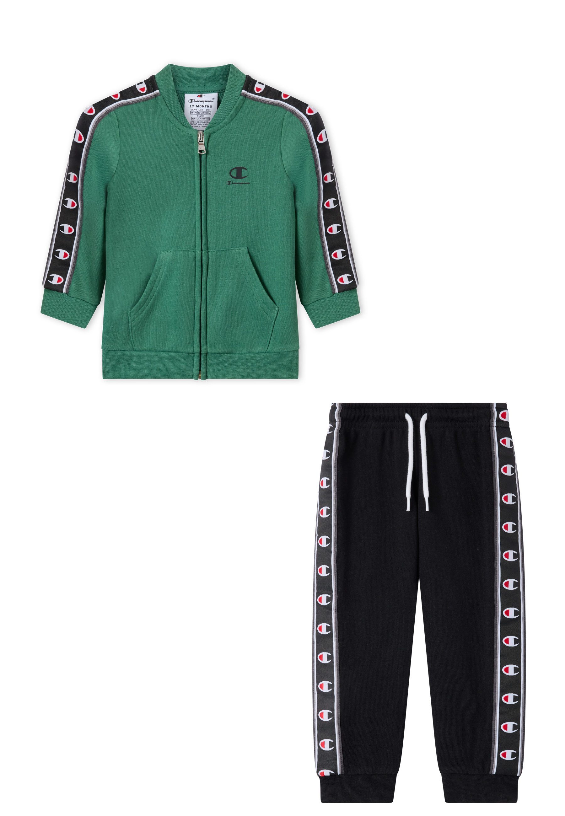 Champion Trainingsanzug Sports-inspired Toddler Terry Full Zip Sweatsuit with tape detailing (2-tlg), Zweiteiliges Set, mit Reißverschluss, aus Baumwolle und Polyester