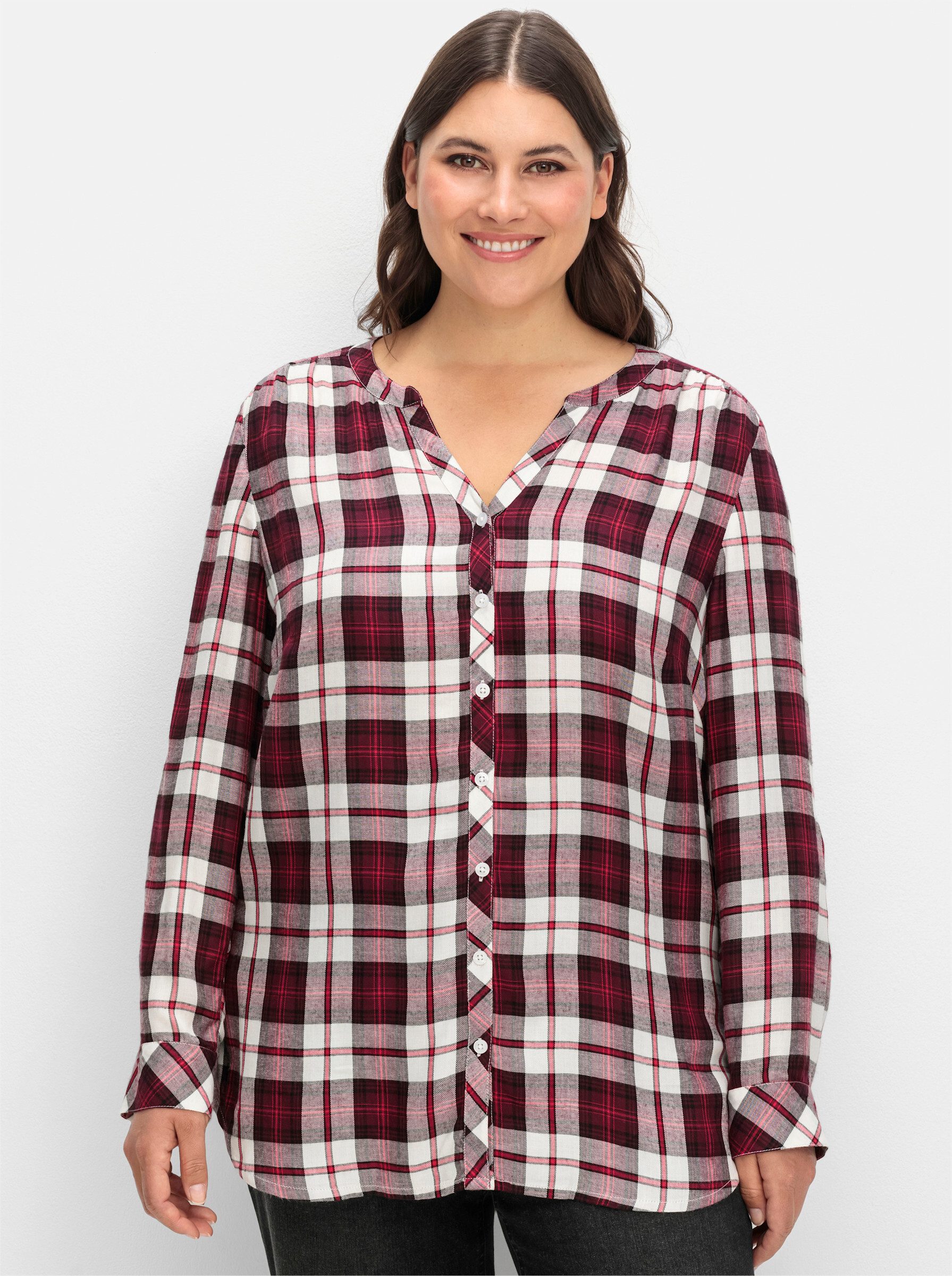 Sheego Klassische Bluse Karobluse günstig online kaufen