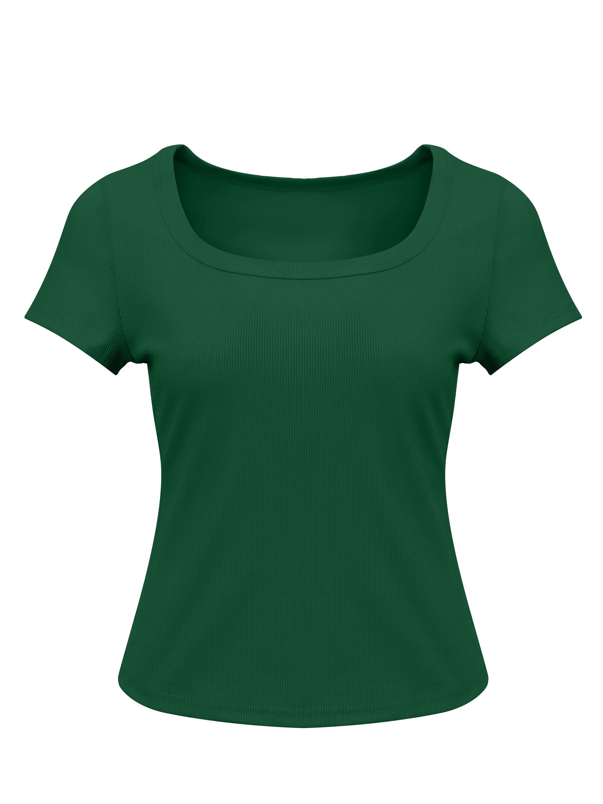 Imily Bela T-Shirt Damen Rippstrick-Top mit tailliert geschnitten (Packung, 1-tlg., 1per-Pack) in Unifarbe – Bild 5 von 5