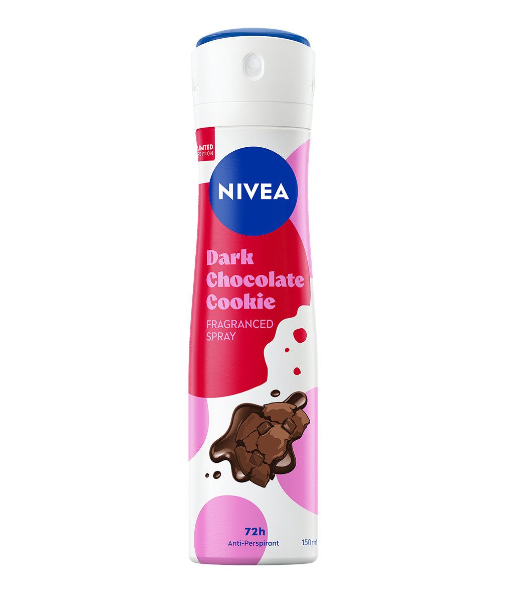 Nivea Deo-Spray Deo Dark Chocolate Cookie 6x150ml 72H-Antitranspirant Limited Edition, Set, 6-tlg., 0 % Ethylalkohol – Bild 2 von 3
