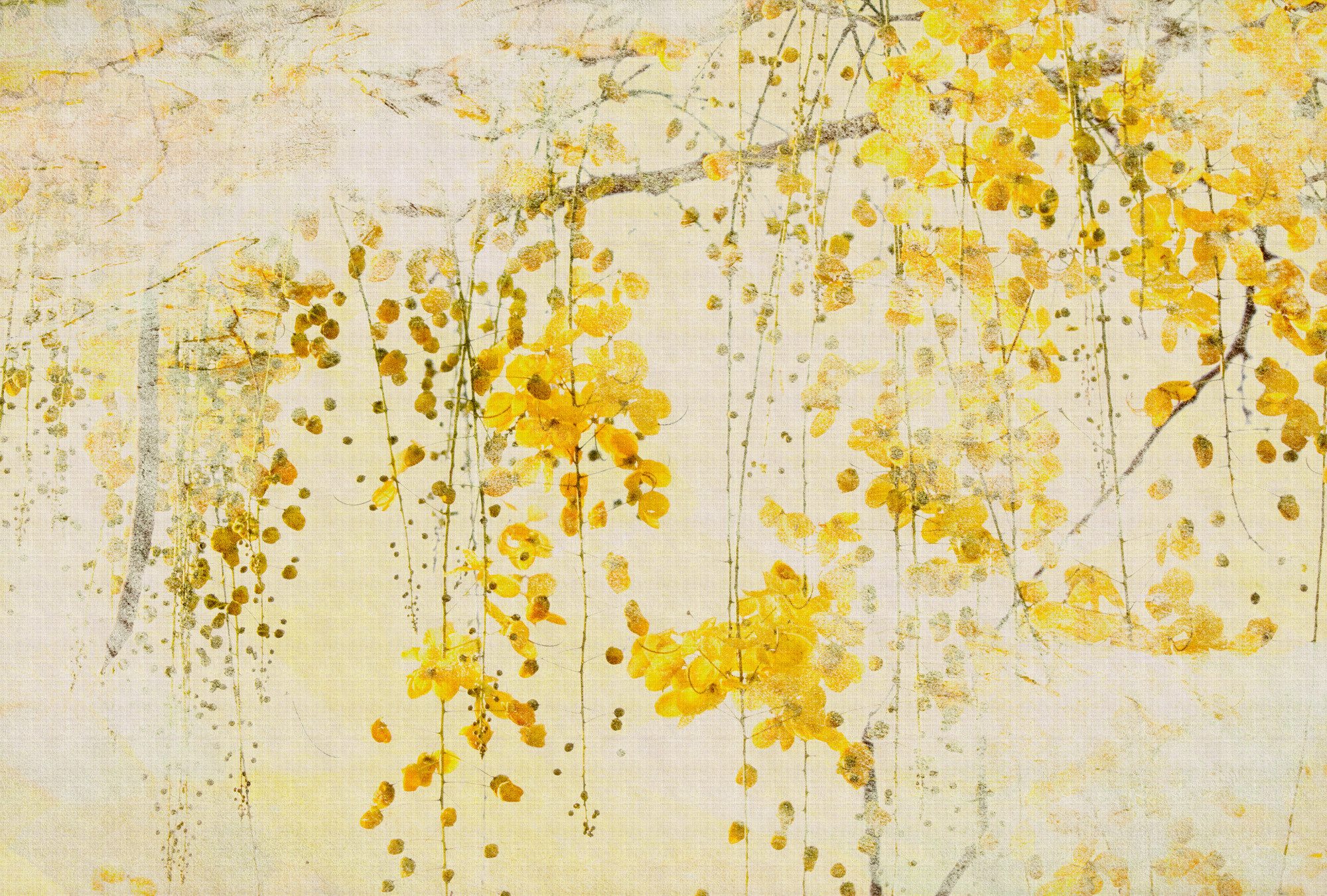 living walls Vliestapete Florale Tapete Aquarelloptik Gelb Beige Blüten, glatt, matt, (1 St)