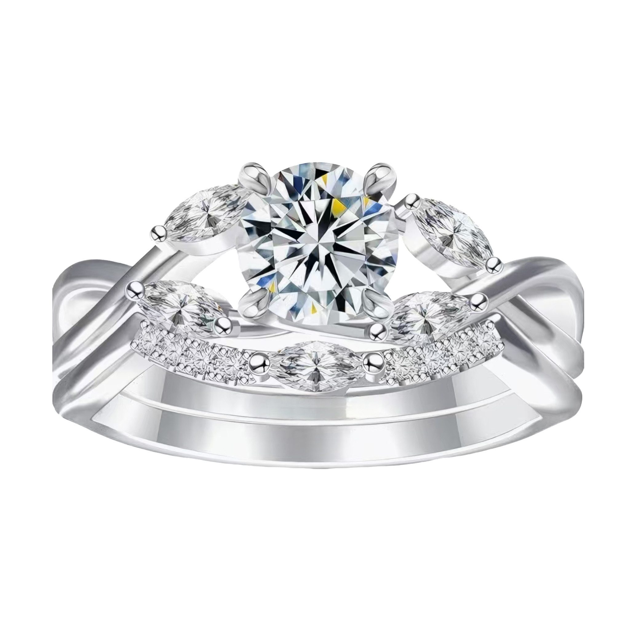 Jumpeak Diamantring ring frauen,14k Gold-Diamantring,1ct D Vs1 Brillantschliff,ring set, labordiamant,Mit IGi-Zertifikat,geschenk für frau,mutter tags geschenk
