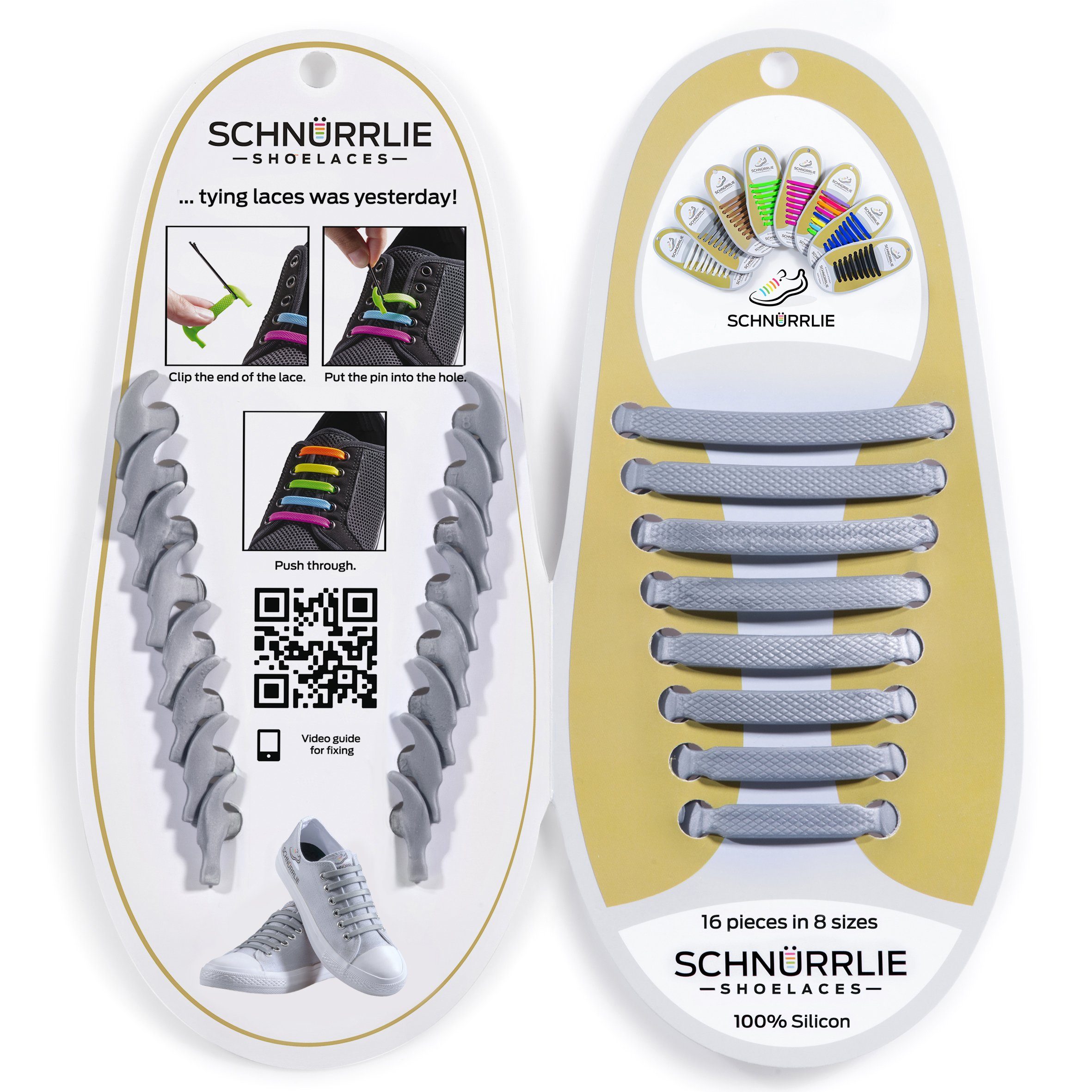 SCHNÜRRLIE Schnürsenkel Silikon Schnürbänder - elastische flache Laces, für Sneaker, Turnschuhe, Sportschuhe uvm