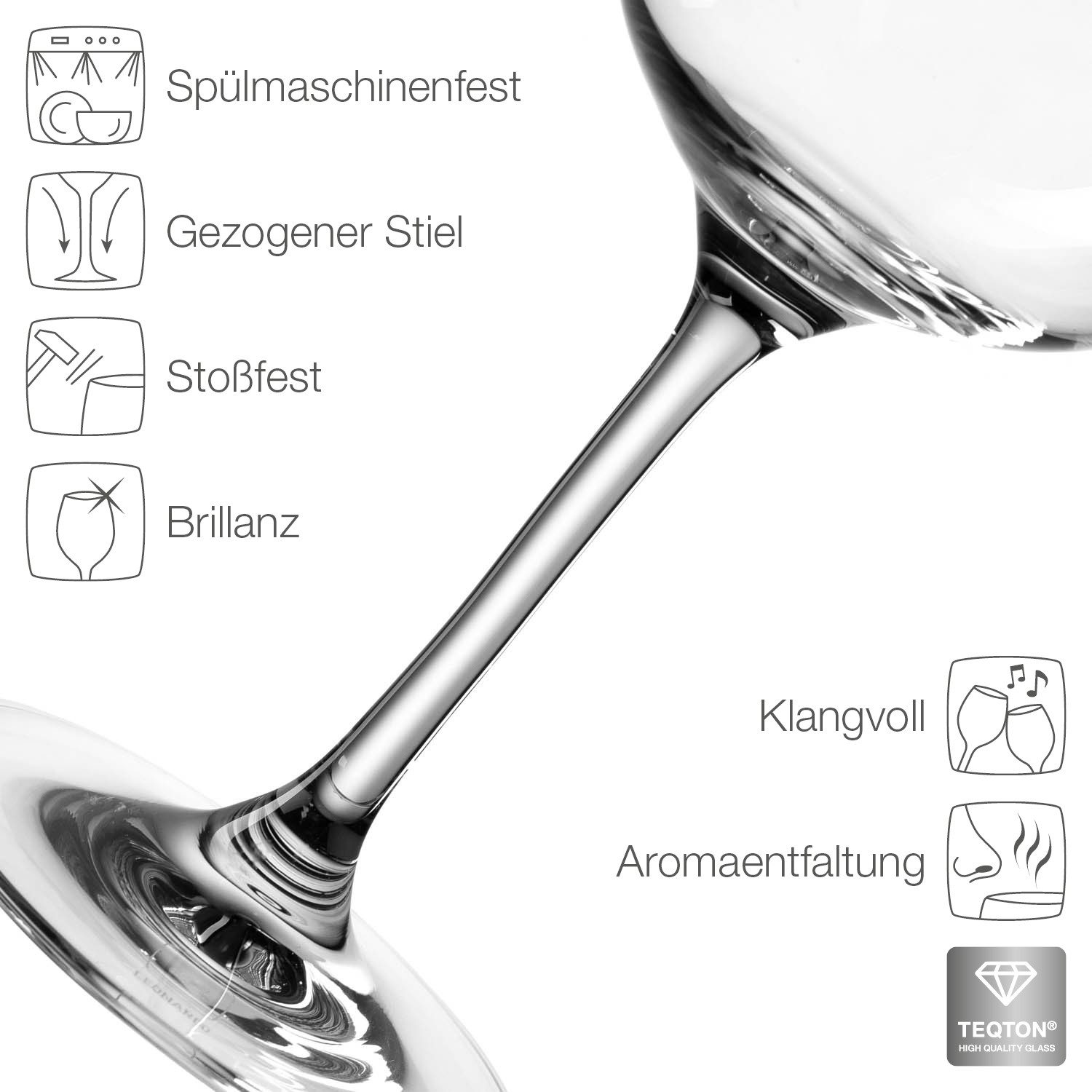 LEONARDO Rotweinglas Tivoli, Kristallglas, 6 Weingläser, Spülmaschinenfest