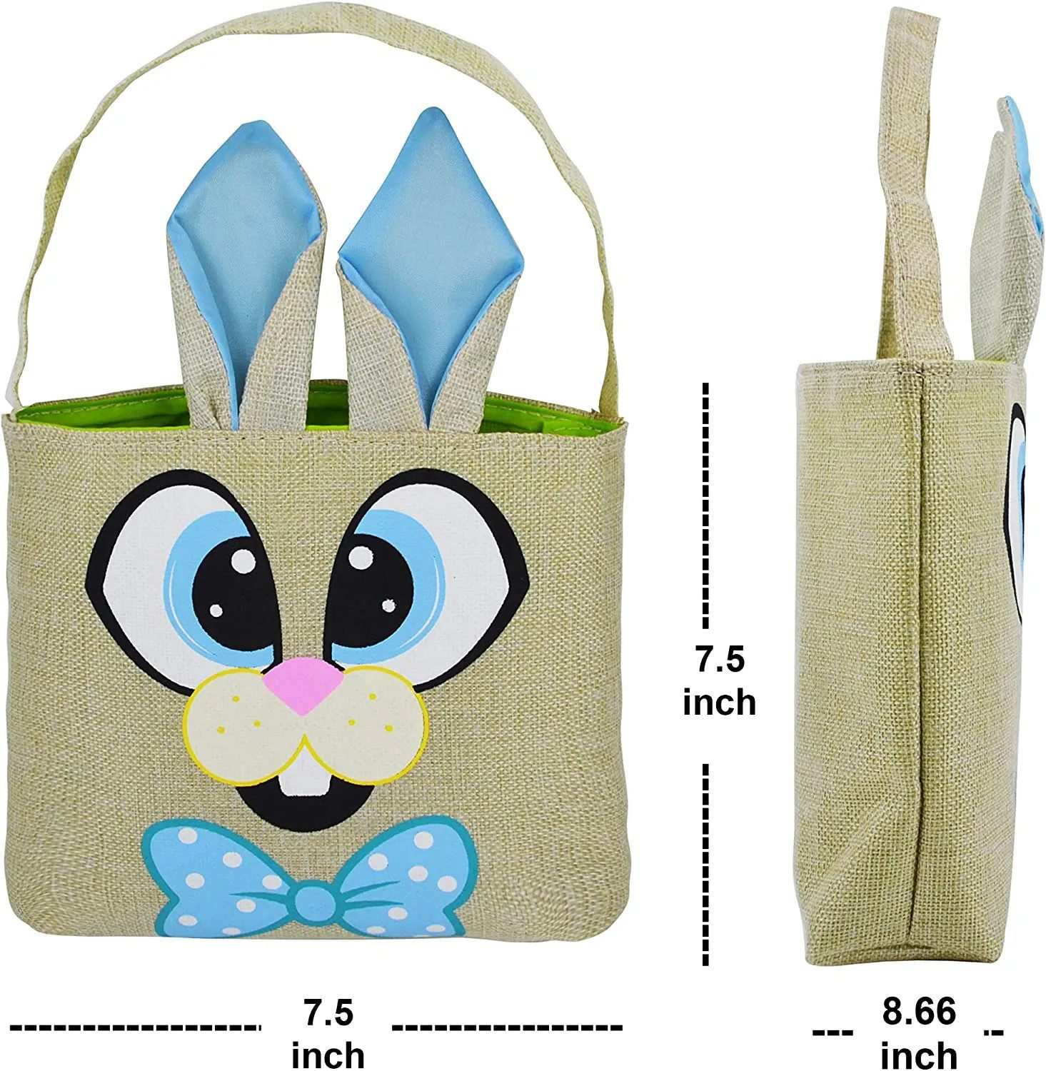 UE Stock Tragetasche 3 Stk stilvolle Ostern Canvas Tragetaschen mit süßem Osterhasen-Motiv, für die Osterfeier oder als Partygeschenk