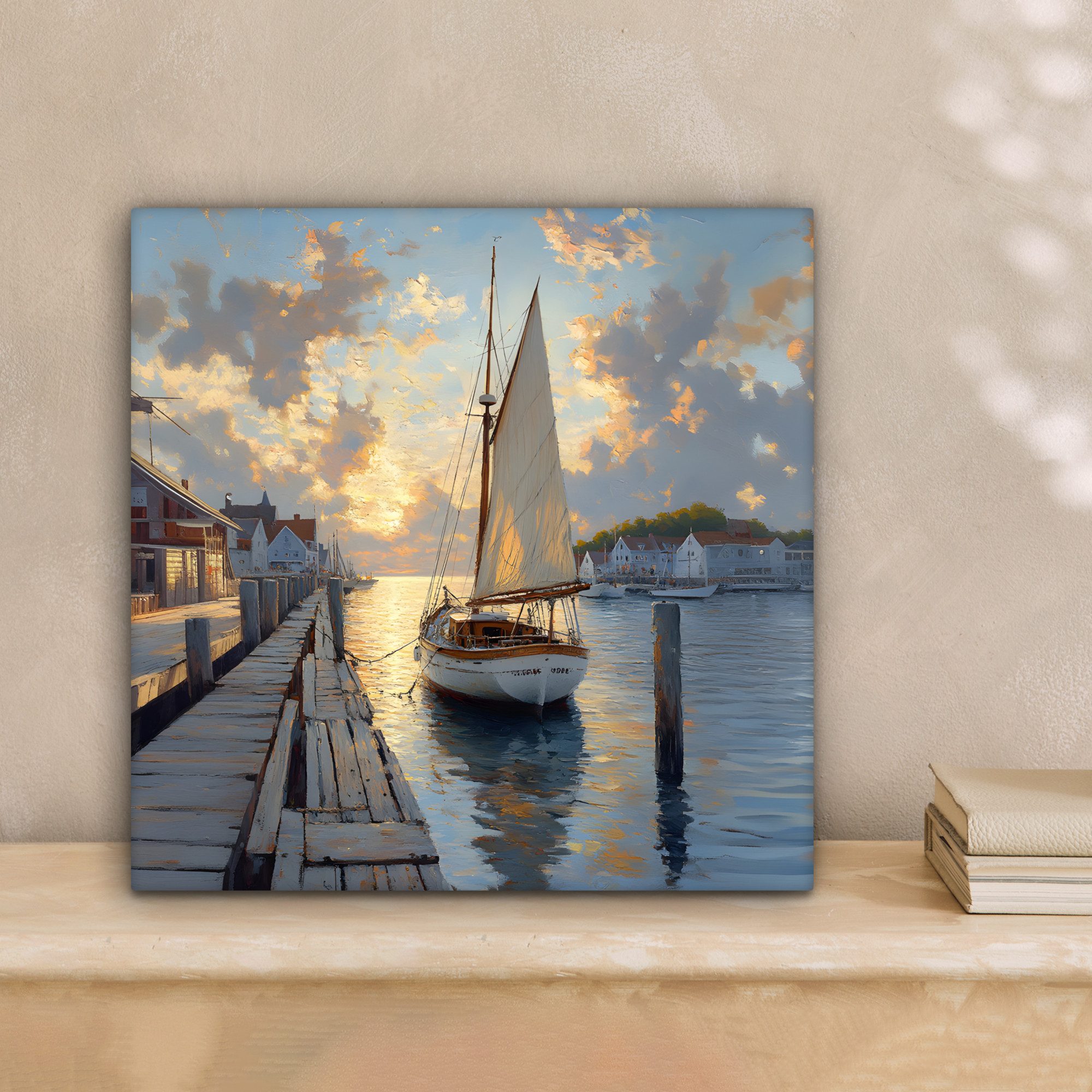 OneMillionCanvasses® Leinwandbild Segelboot - Sonne - Pier - Holz, Fotodruc günstig online kaufen