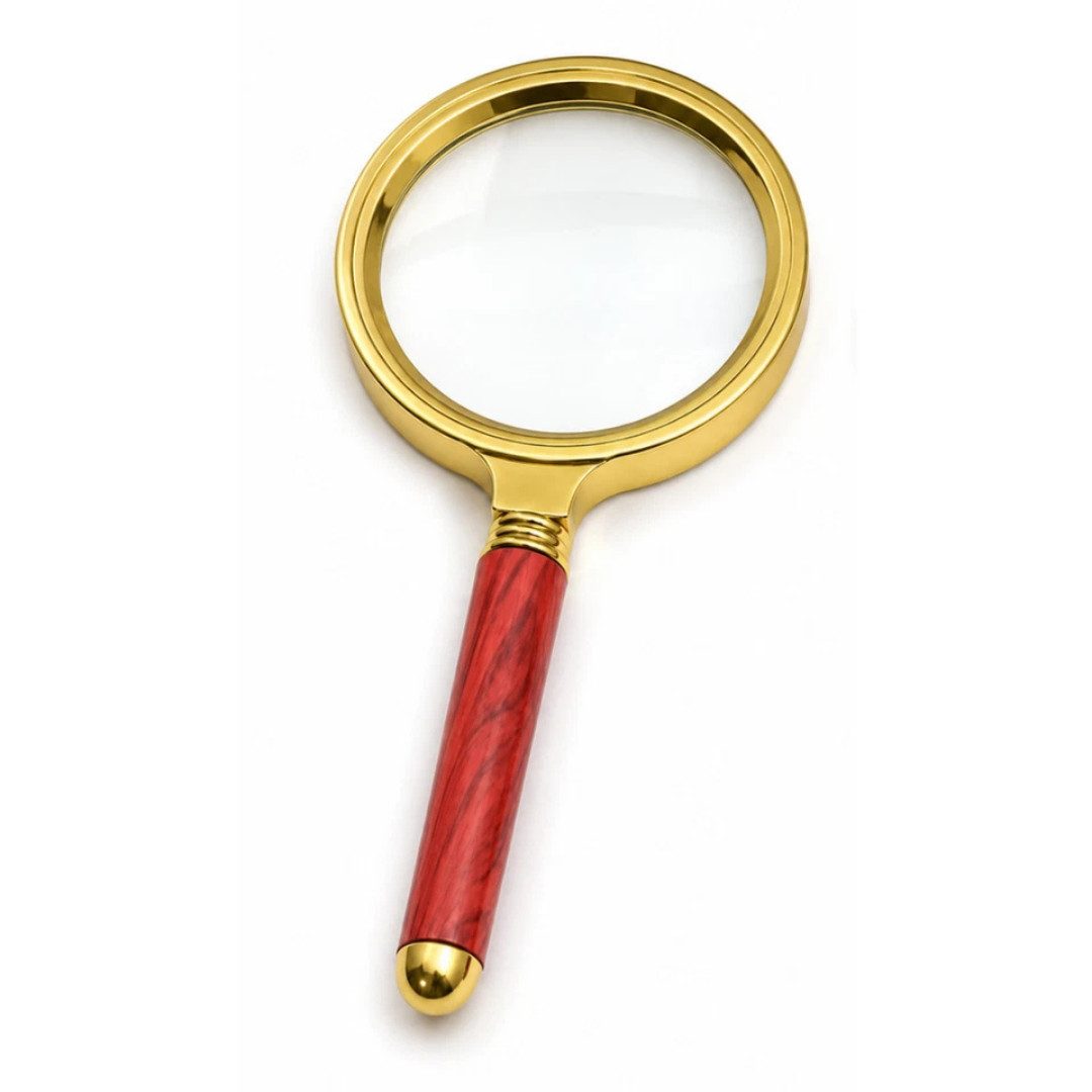 EUROBATT Sp. z o.o. Handlupe Lupe Handlupe 3-fach Vergrößerung 70/80 mm Holzoptik Gold Silber, Einzelartikel, 1-teilig, 3-fache Vergrößerung; Holzmaserungs-Optik; Gold- oder Silberoptik