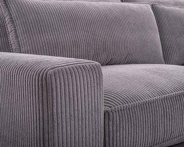 Deine Möbel 24 Sofa Couch KOS im Cord, inkl. Kissen; Abmessungen: 221 x 104 cm, 3 - Sitzer