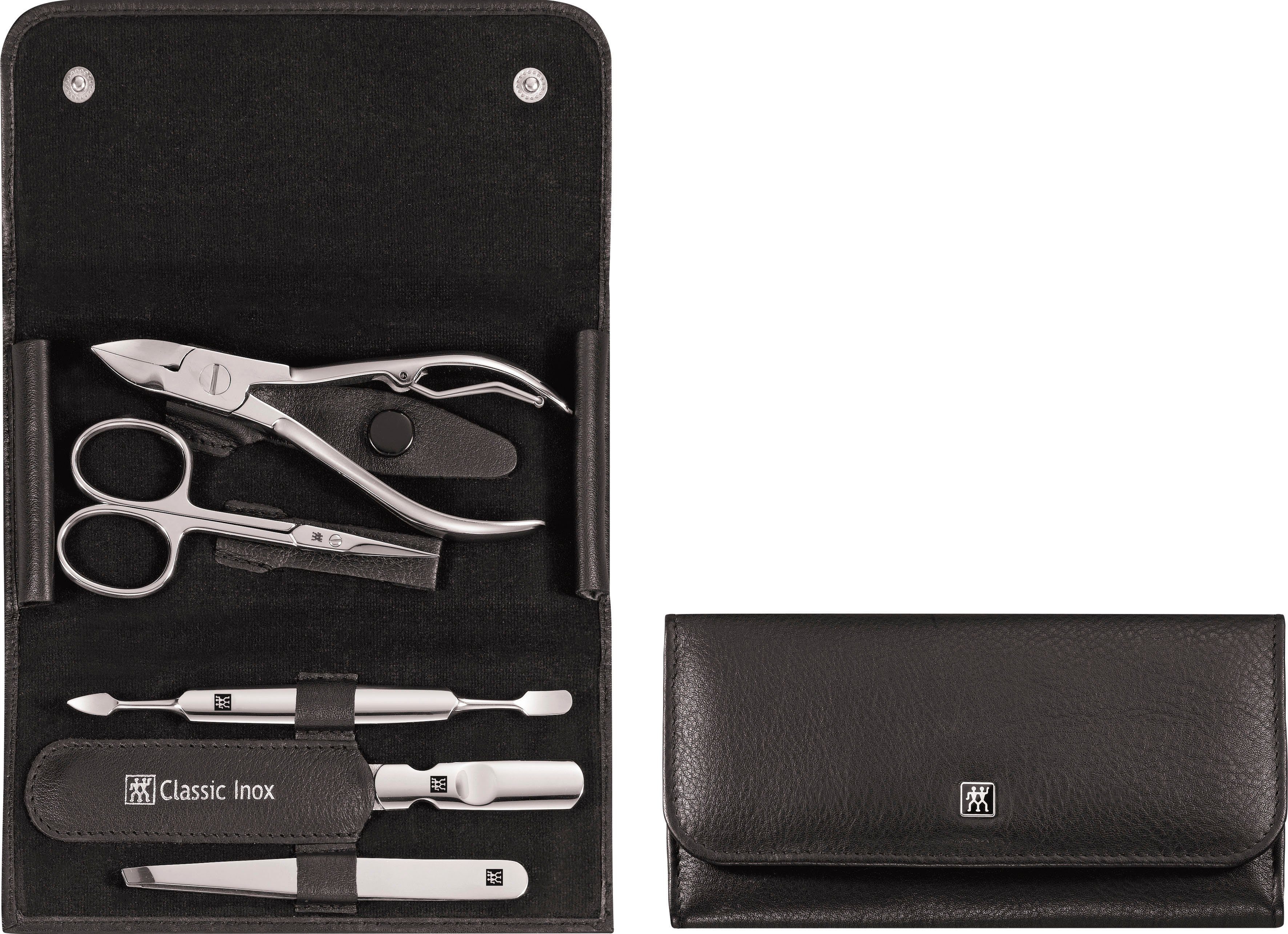 Zwilling Maniküre-Etui CLASSIC 5 INOX SCHWARZ, DRUCKKNOPF-ETUI tlg