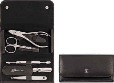 Zwilling Maniküre-Etui CLASSIC INOX DRUCKKNOPF-ETUI SCHWARZ, 5 tlg.