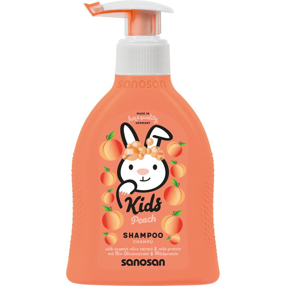 sanosan Haarshampoo Shampoo Pfirsich für Kinder & Babys 200 ml - Haarshampoo, Haarpflege, 1-tlg.