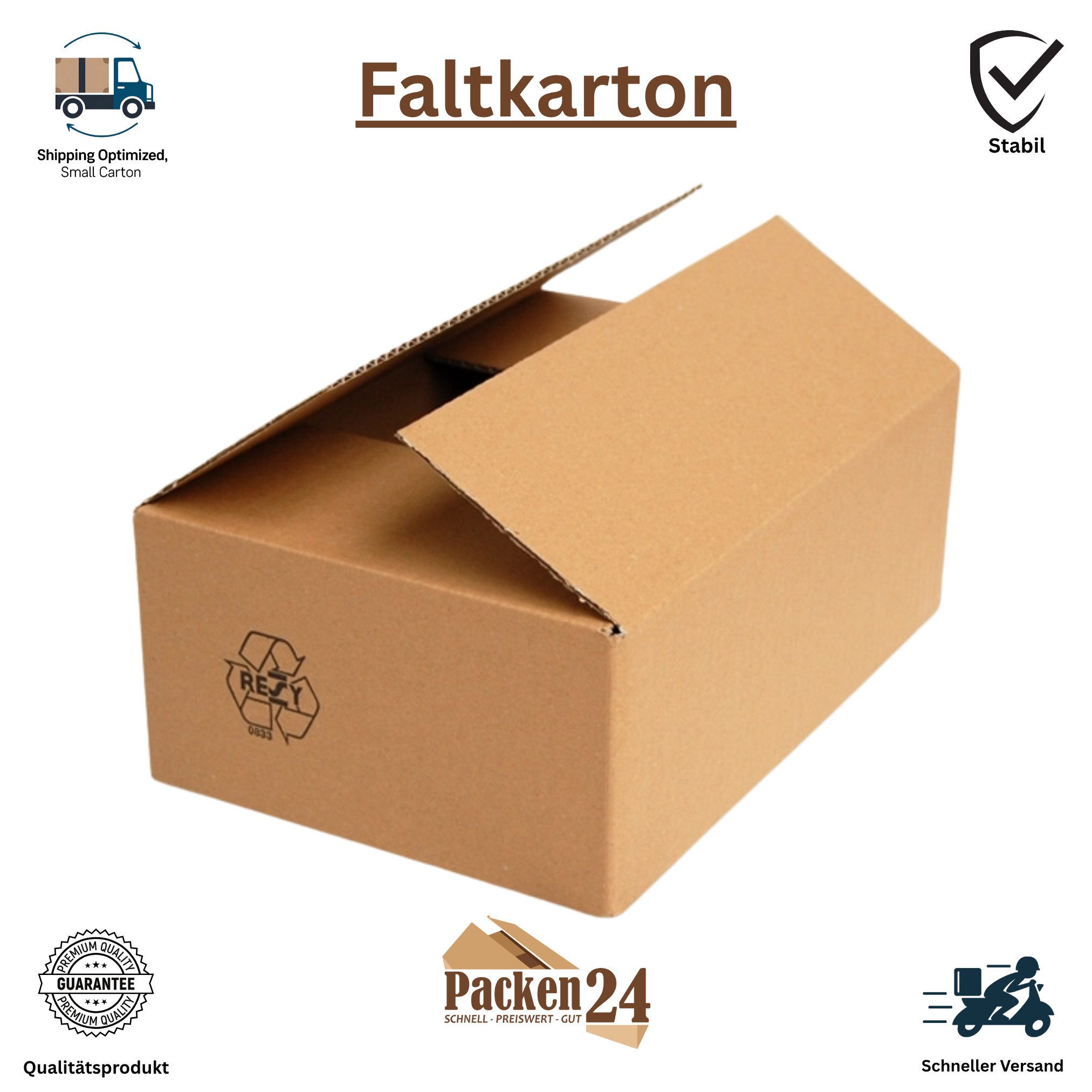 Packen24 GmbH Versandkarton Faltkarton 280 x 190 x 100 mm Versandkarton einwellig