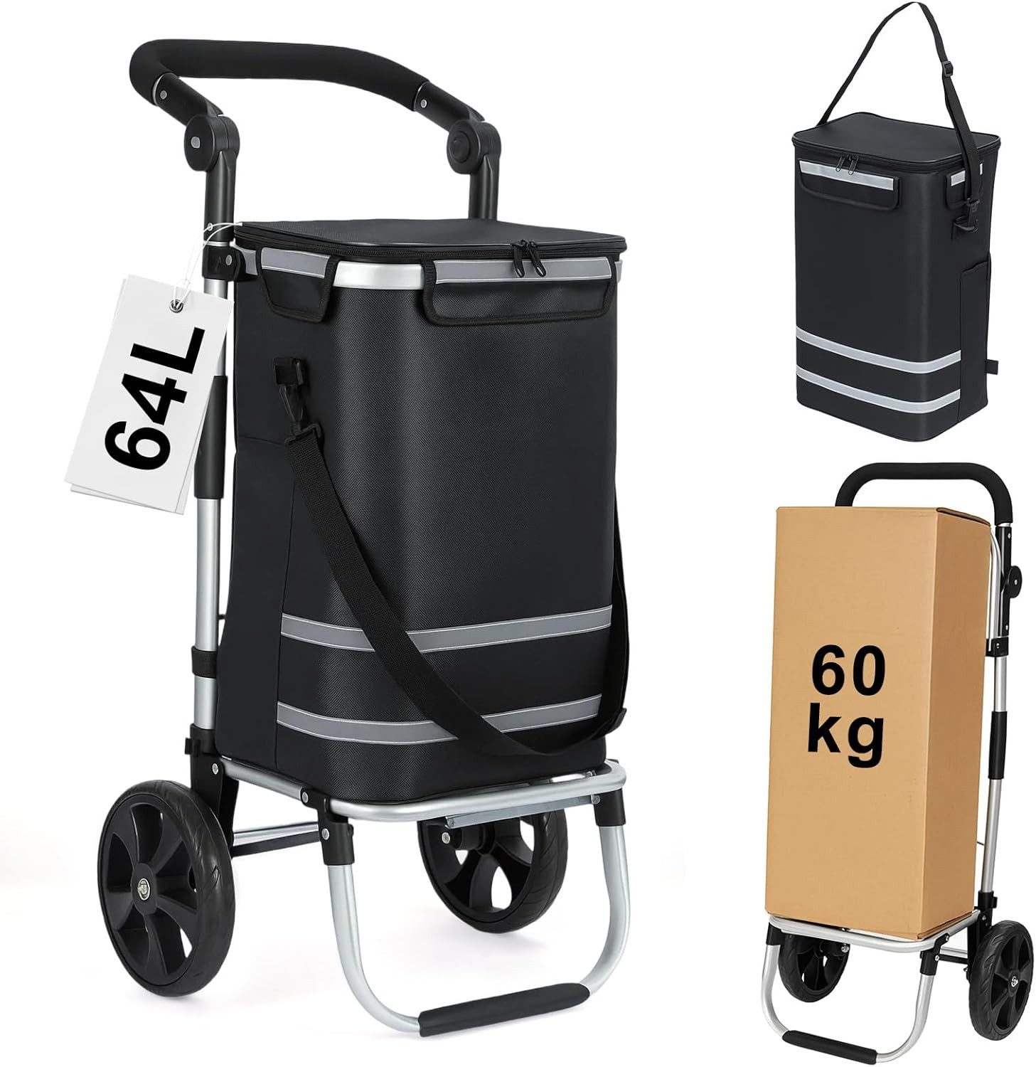 Youyijia Einkaufstrolley Einkaufstrolley 64 L, klappbarer Einkaufswagen