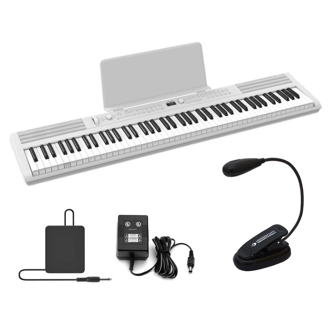 Digitalpiano Artesia PE-88 Digitalpiano Weiss mit Leuchte