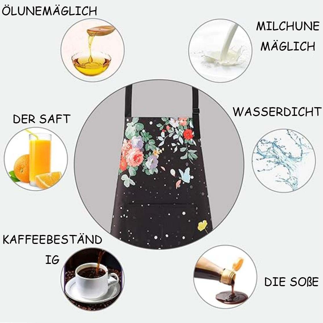 Agger Kochschürze Florale Schürzen zum Kochen Backen Gartenar – Bild 4 von 5