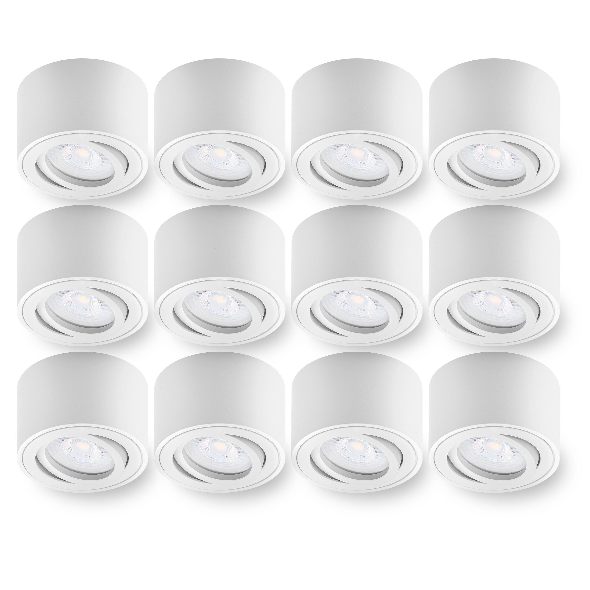 Oktaplex lighting LED Deckenstrahler Lile Aluminium Aufbauspot weiß, inklusive Leuchtmittel, warmweiß, 3000K 345lm 1,9W Aufbaustrahler 230V