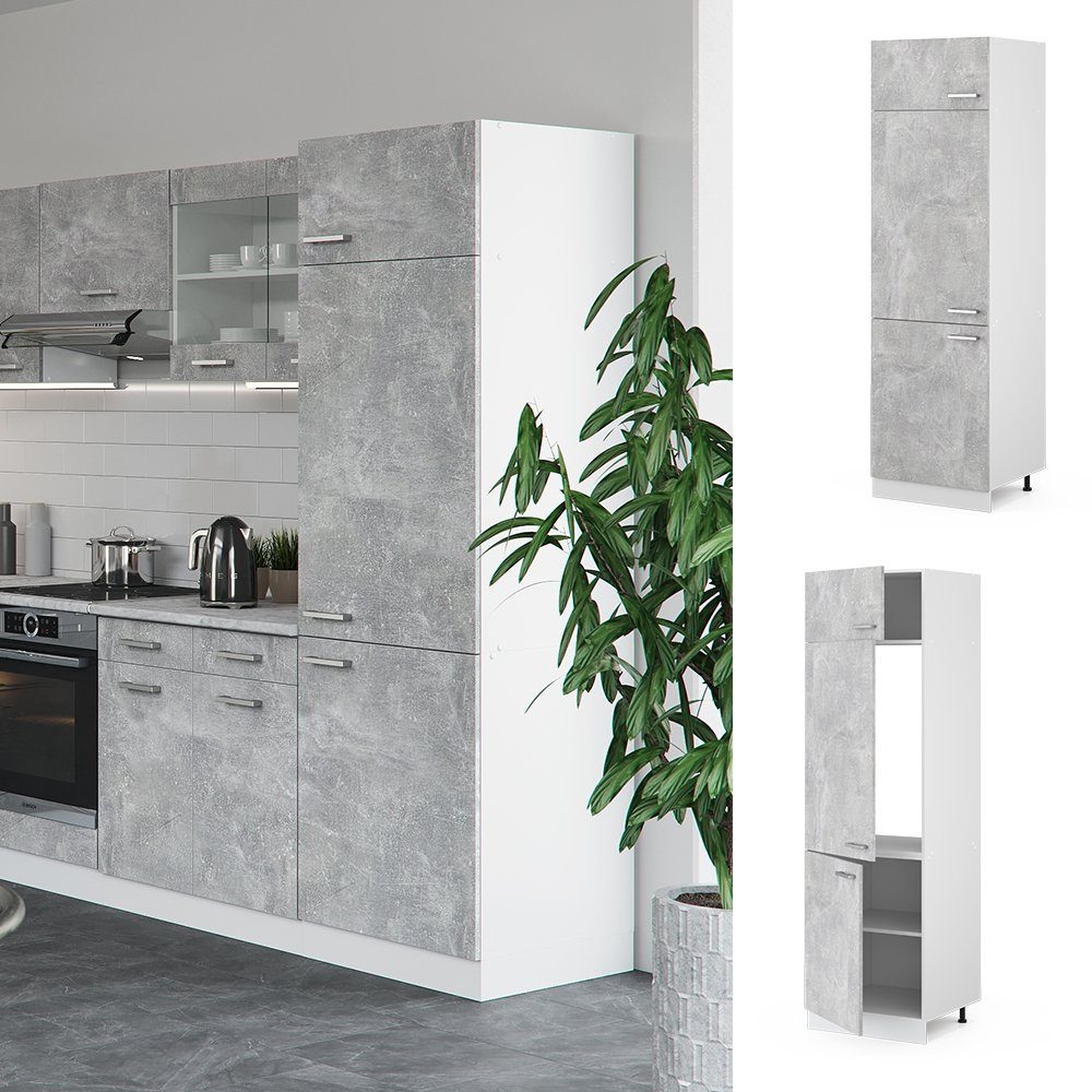 Vicco Kühlumbauschrank R-Line, Beton/Weiß, 60 cm günstig online kaufen