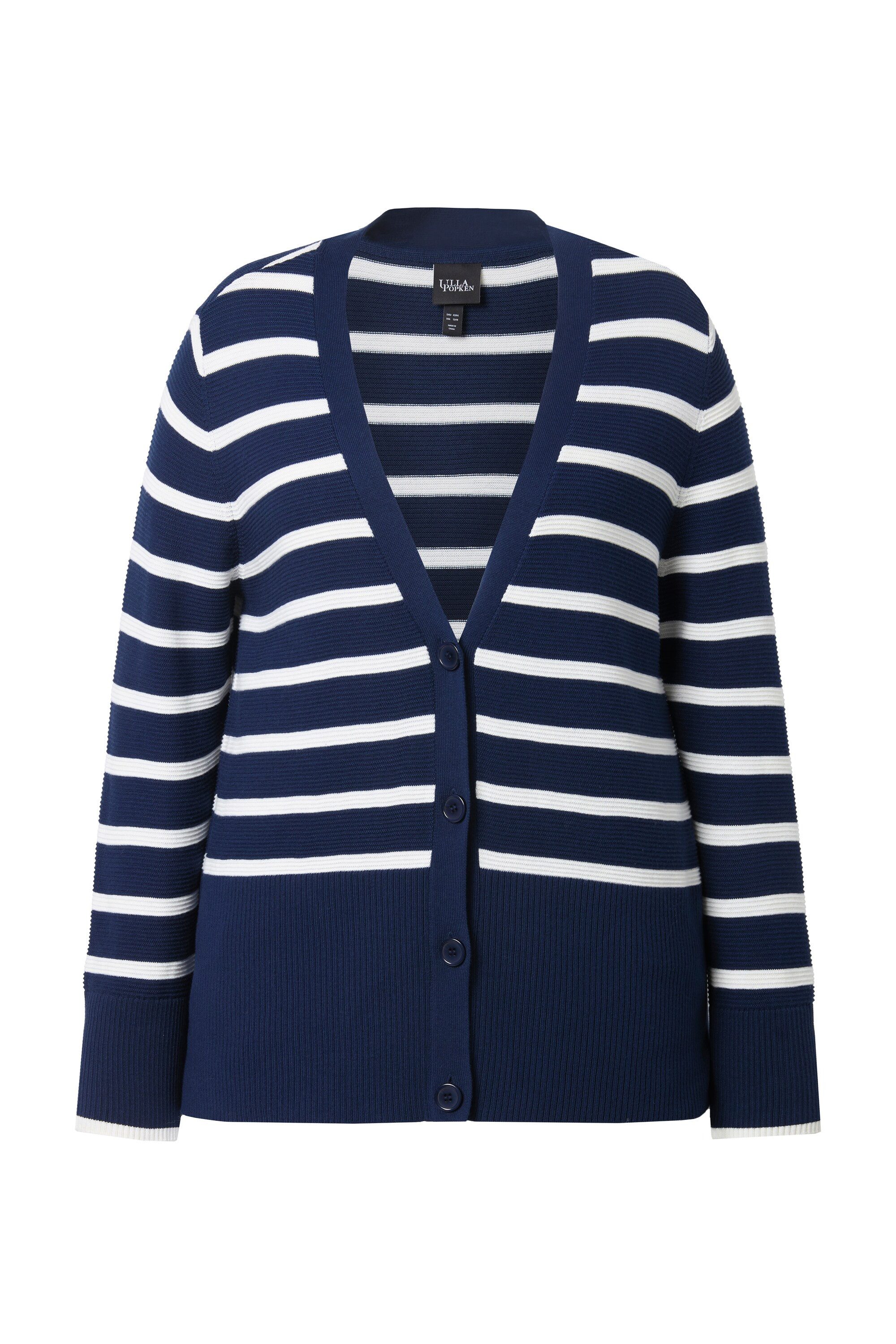Ulla Popken Strickjacke Strickjacke Ringel V-Ausschnitt Langarm günstig online kaufen