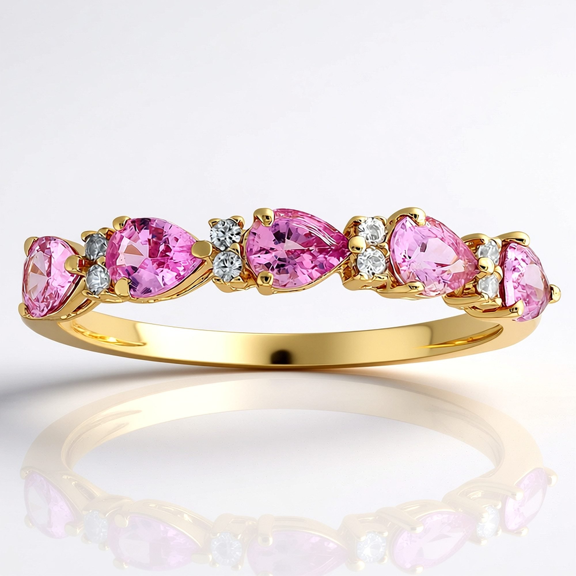 Cavill Goldring Cavill Damenring 0,81 ct pink Ceylon-Saphir, 375 Gold, Zirkon (1-tlg)