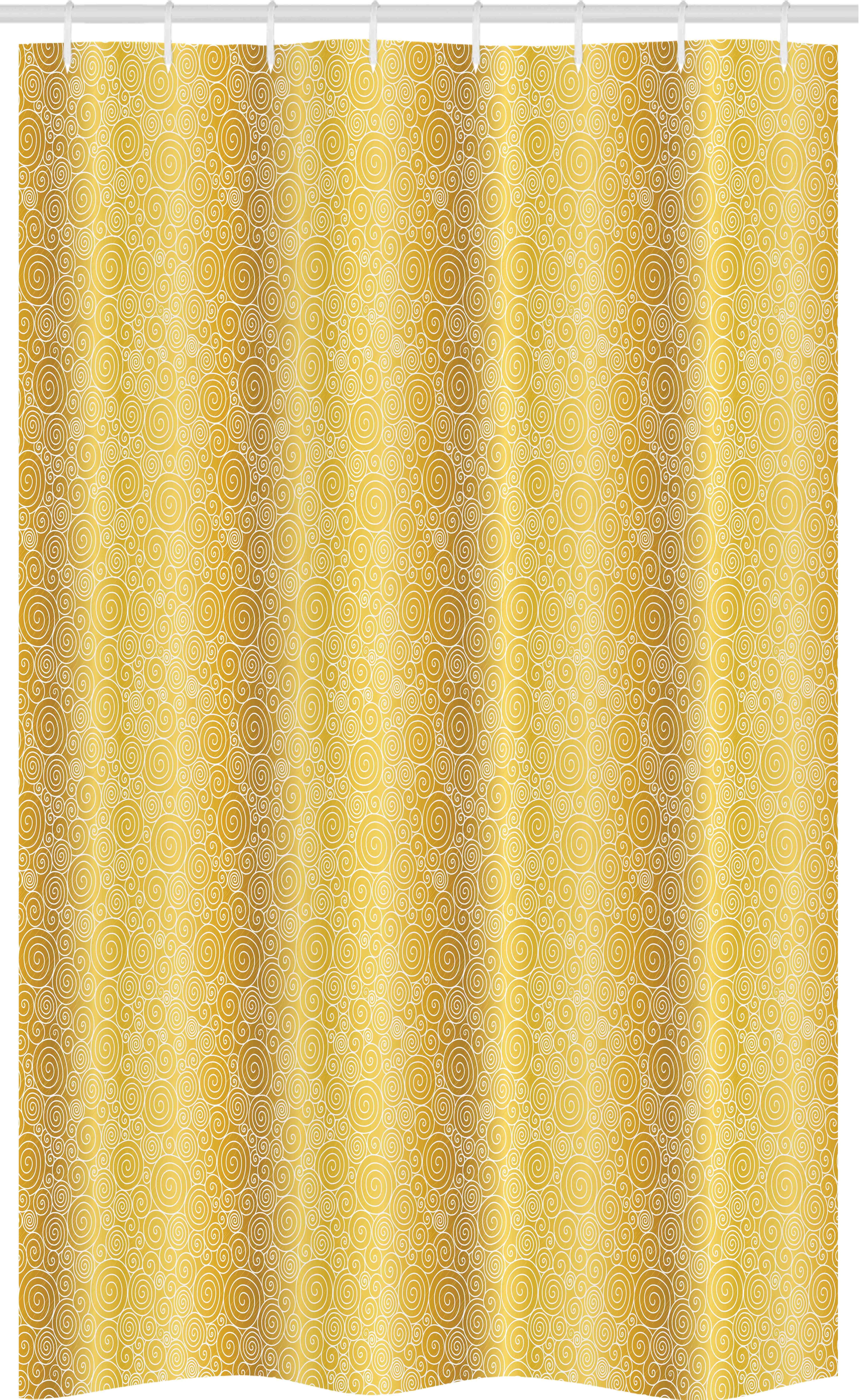 Abakuhaus Duschvorhang Badezimmer Deko Set aus Stoff mit Haken Breite 120 cm, Höhe 180 cm, Senf Golden Yellow Tone-Strudel