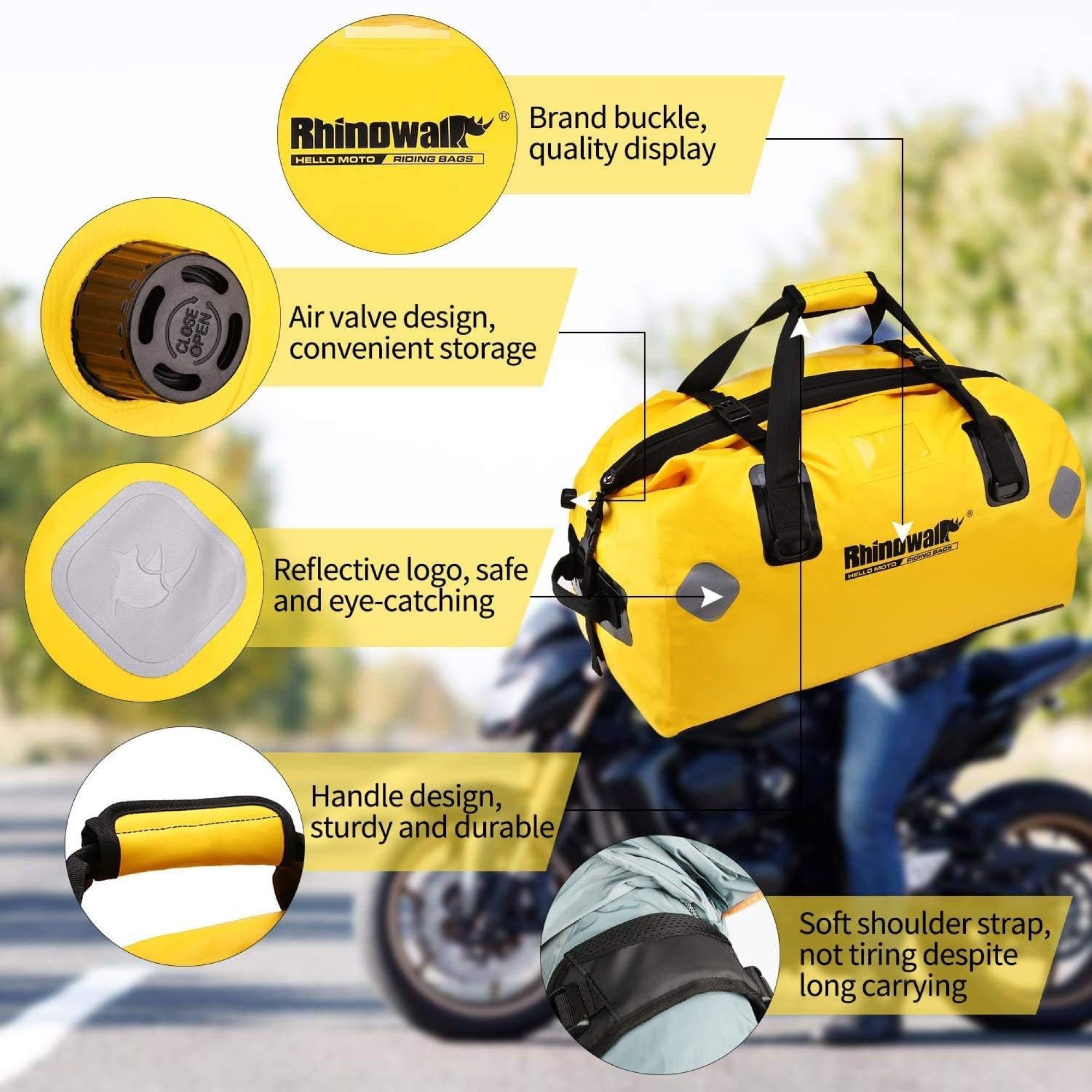 rhinowalk Satteltasche Motorrad-Satteltasche: Wasserdichte Gepäckrolle für Tourenkomfort.