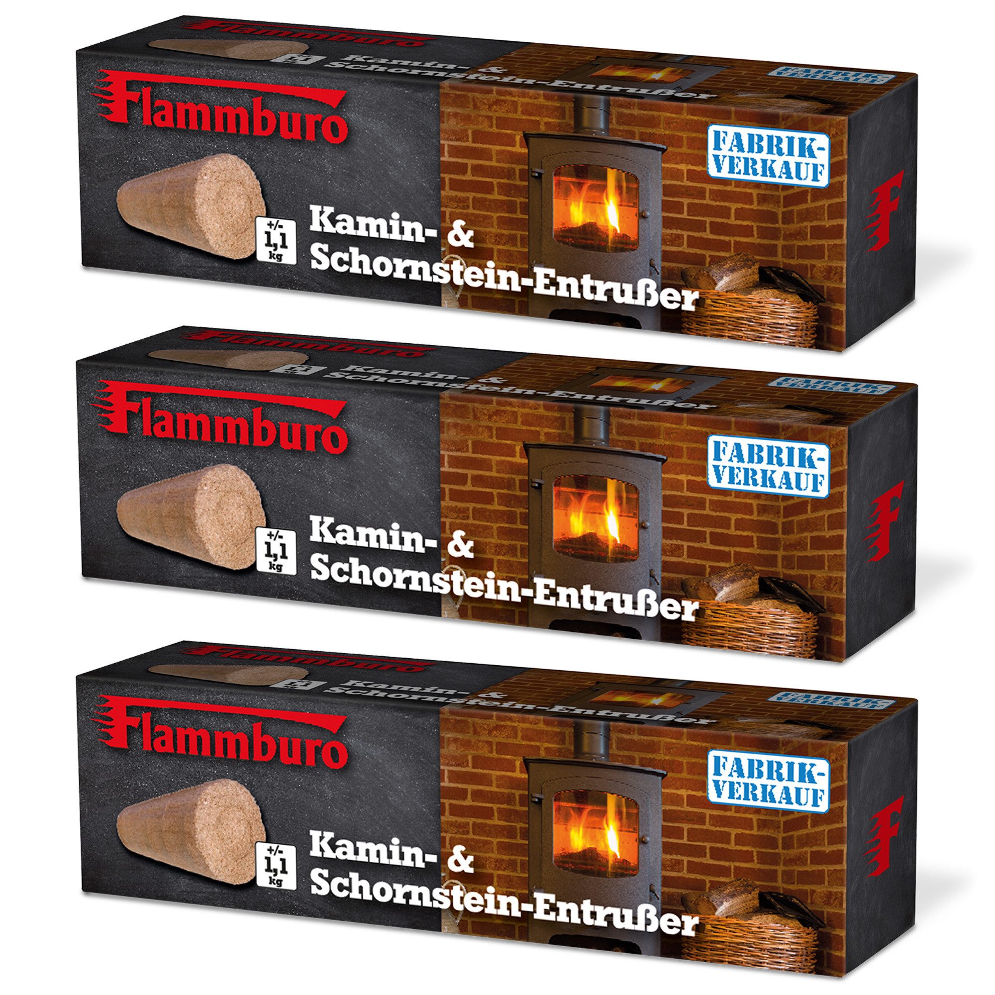 FLAMMBURO Kaminholz Kamin-Reinigungsblock Entrußer Kaminscheit - Kaminholz, Brennholz, (3-St)