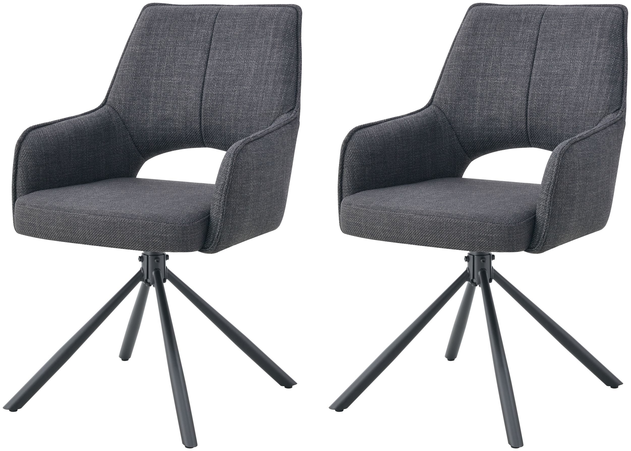 xonox.home Drehstuhl, Esszimmerstühle aus Webstoff in anthrazit & Metallbeinen 57x91x64 cm