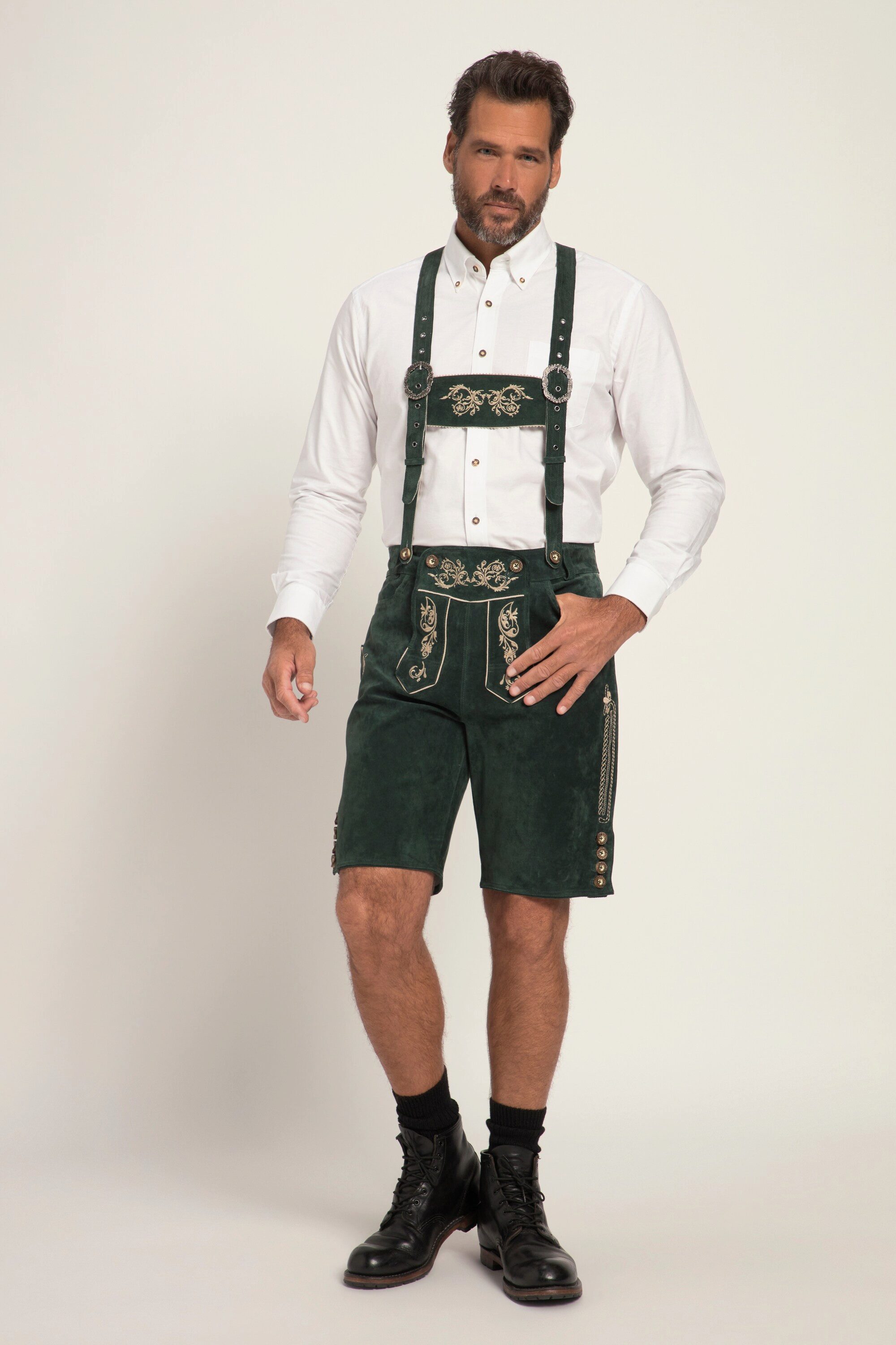 JP1880 Lederhose bis 70 Lederhose Hirschknopf-Optik günstig online kaufen