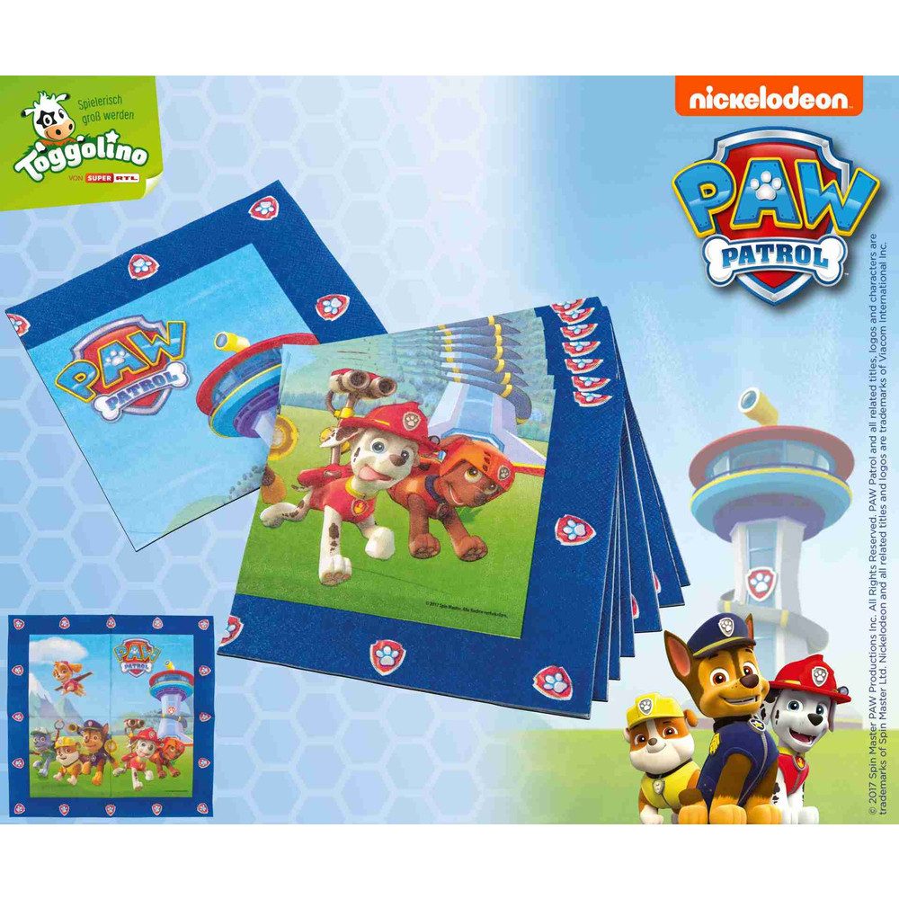 TIB Heyne Aufblasbares Partyzubehör Paw Patrol Servietten - blau - ca. 33 x günstig online kaufen