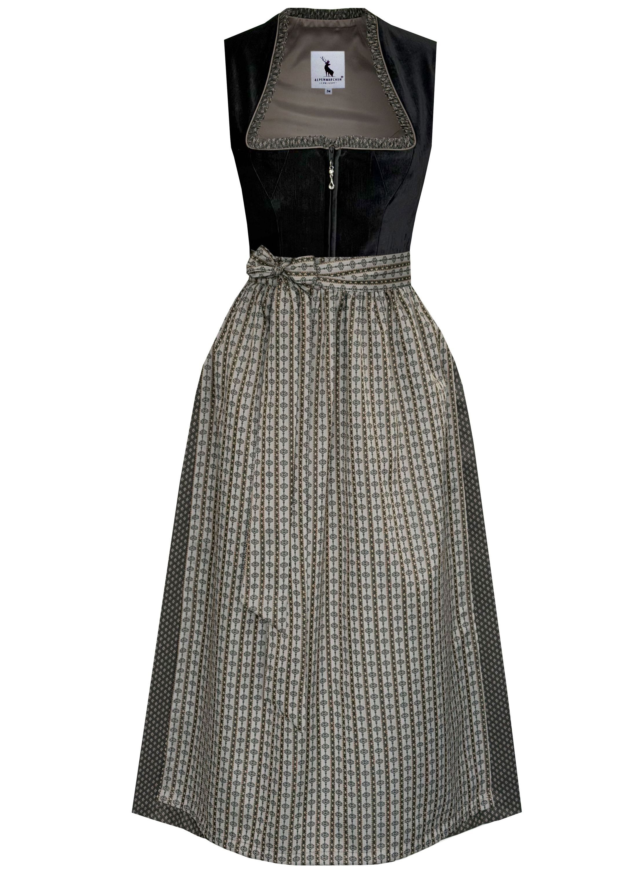 Alpenmärchen Dirndl Langes Dirndl Awen in schwarz - ALM1078