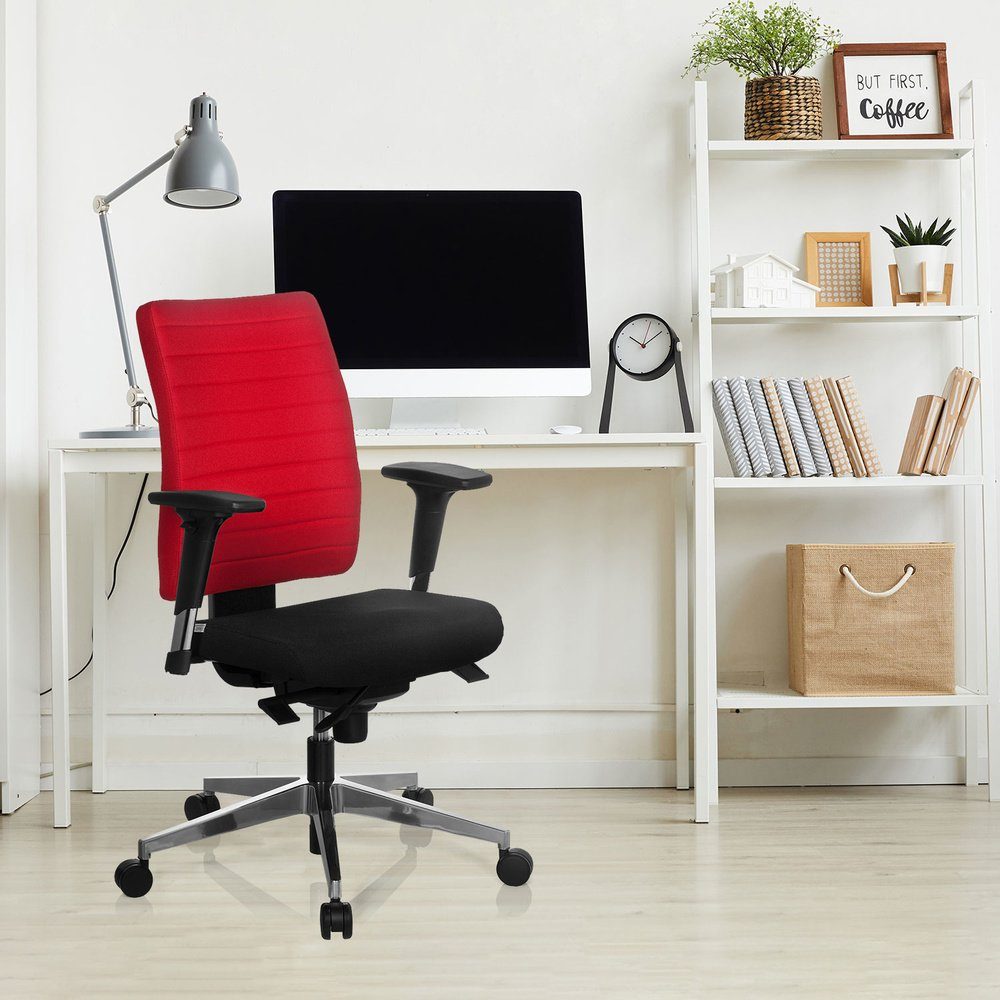 hjh OFFICE Drehstuhl Profi St), Schreibtischstuhl (1 350 Schwarz/Rot ergonomisch PRO-TEC Stoff Bürostuhl