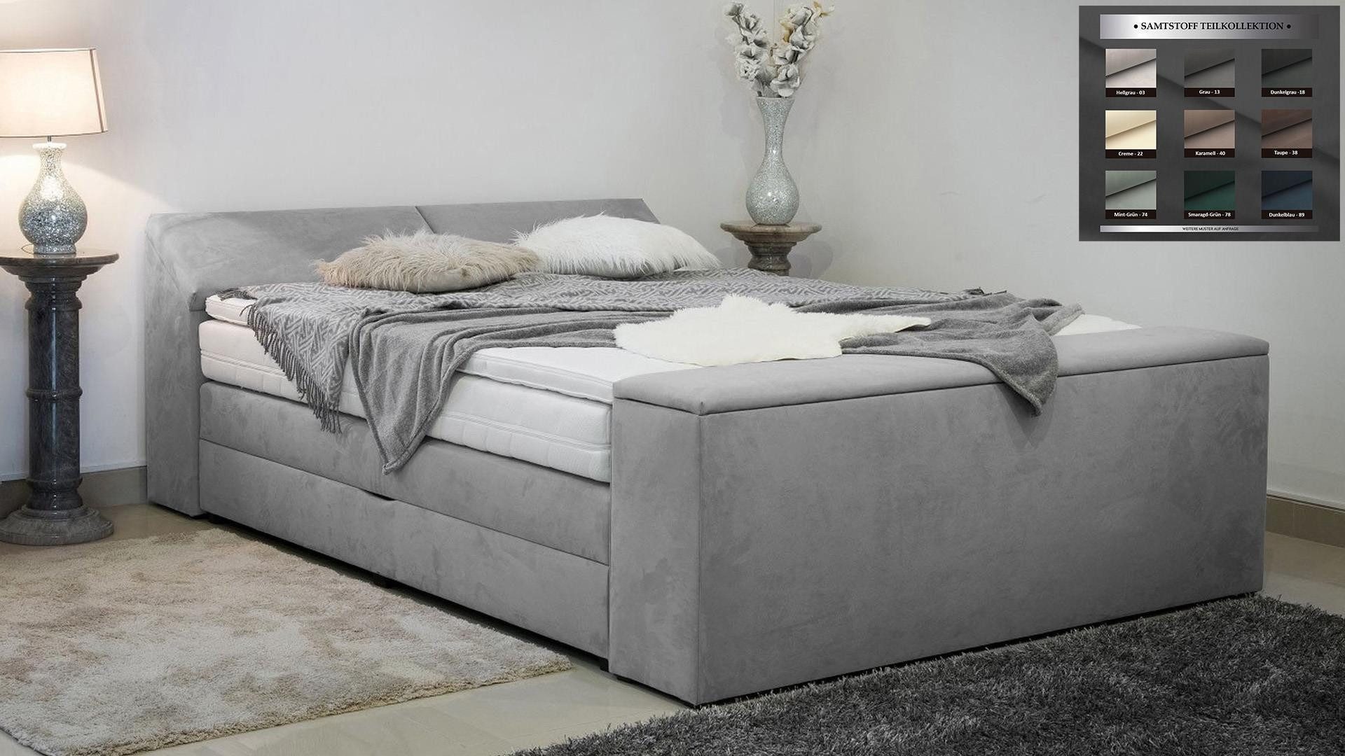 PAARA Boxspringbett Dubai mit Bettkasten Kopfteil Fußteil Stauraum, inkl. Matratze und Topper, mit einzigartigem Belüftungssystem