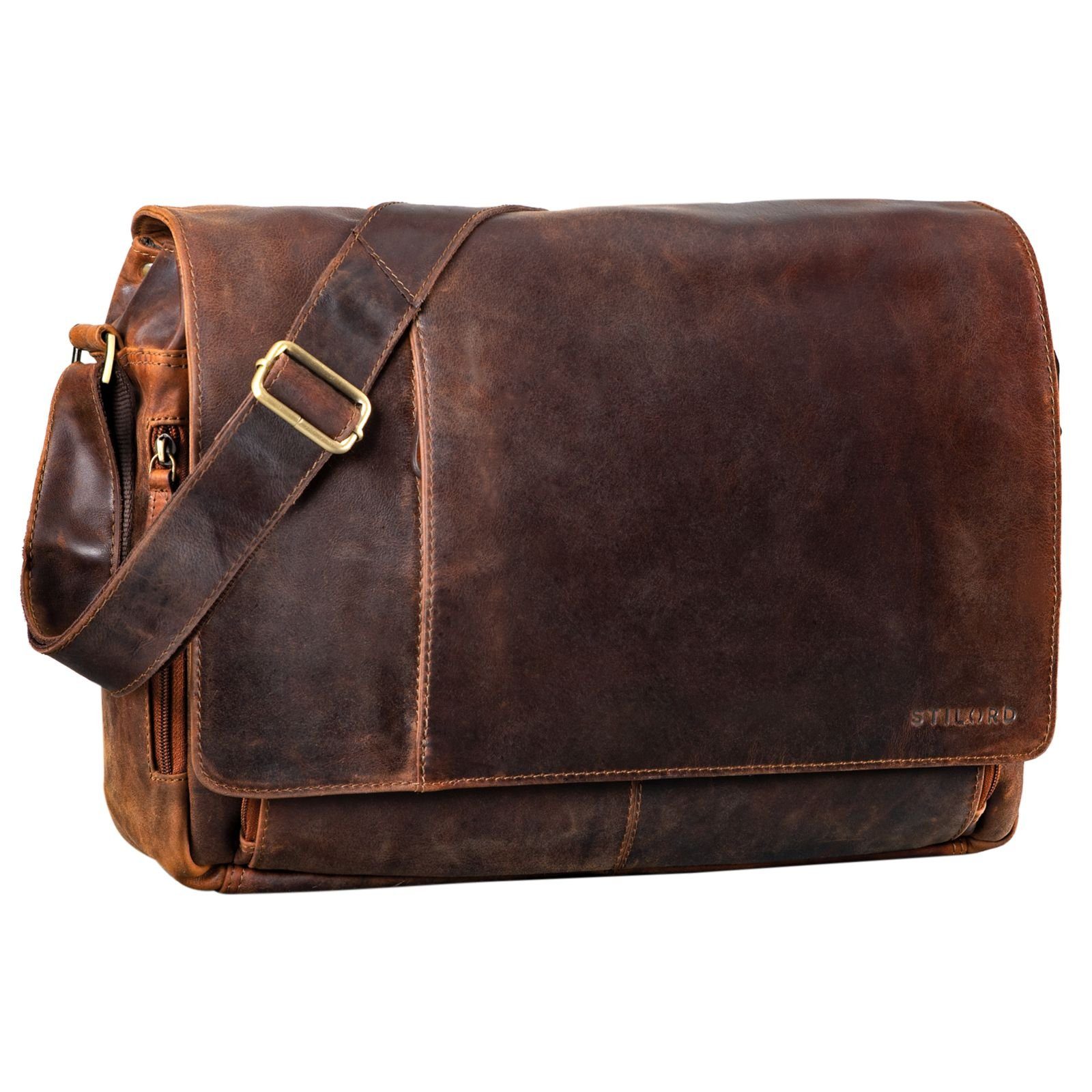 STILORD Laptoptasche "Elias" Echtleder Herren Umhängetasche 15,6 Zoll Businesstasche Leder