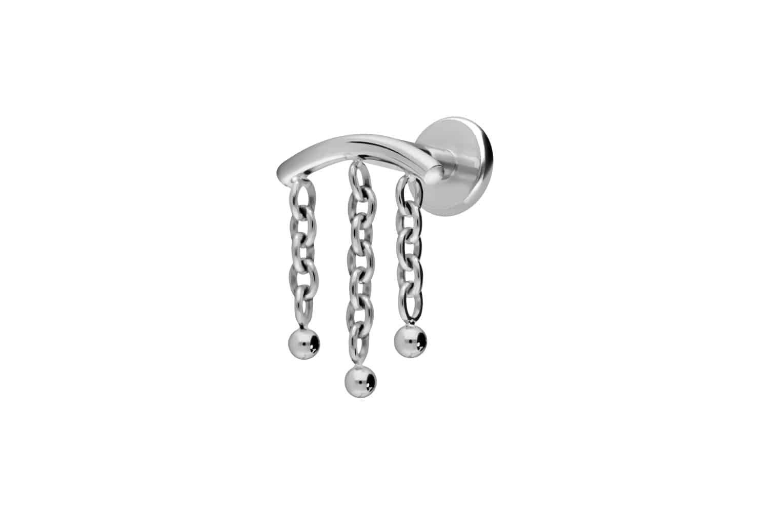 Piercing-Set Titan Labret mit Innengewinde BOGEN + 3 KETTEN