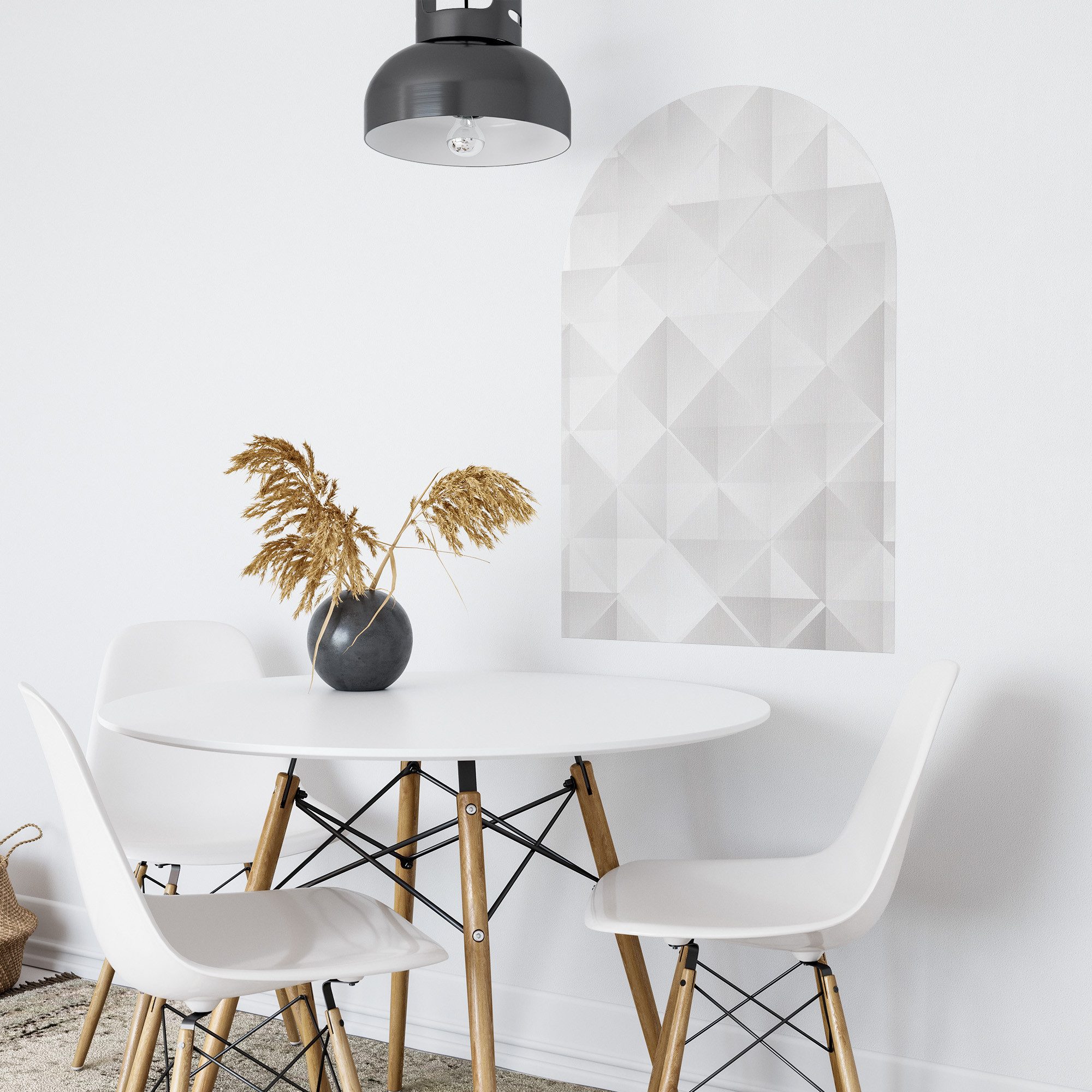 DEQORI Fototapete 'Symmetrische Rauten', Rundbogen, matte Leinwandstruktur, bedruckt, (1 St), selbstklebend Wandtattoo Motiv Wandtapete Wand Sticker Bild Tapete