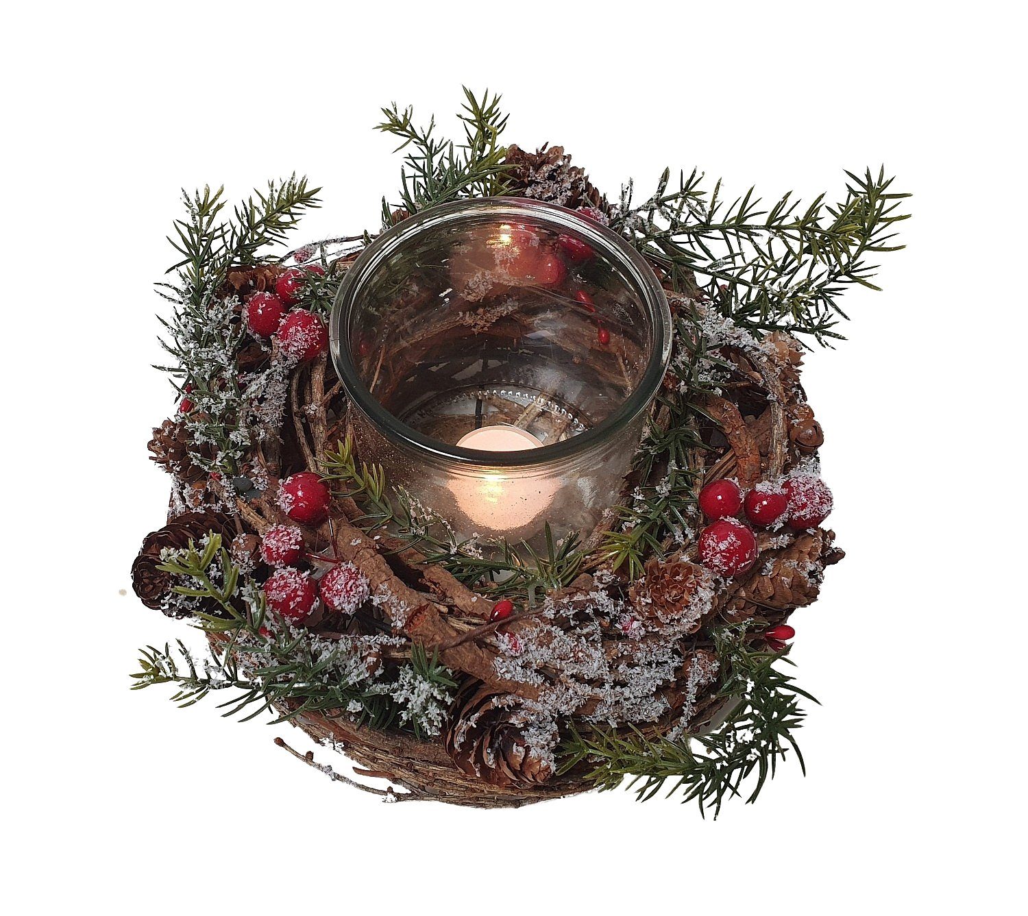 sesua Tischkranz Weihnachtskranz Glas Windlicht 22cm günstig online kaufen