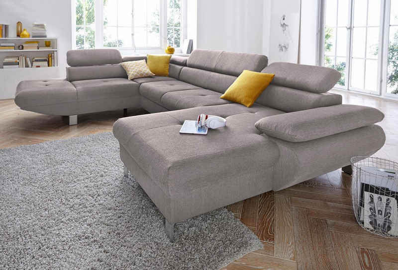 exxpo - sofa fashion Wohnlandschaft Vinci, U-Form, wahlweise mit Bettfunktion