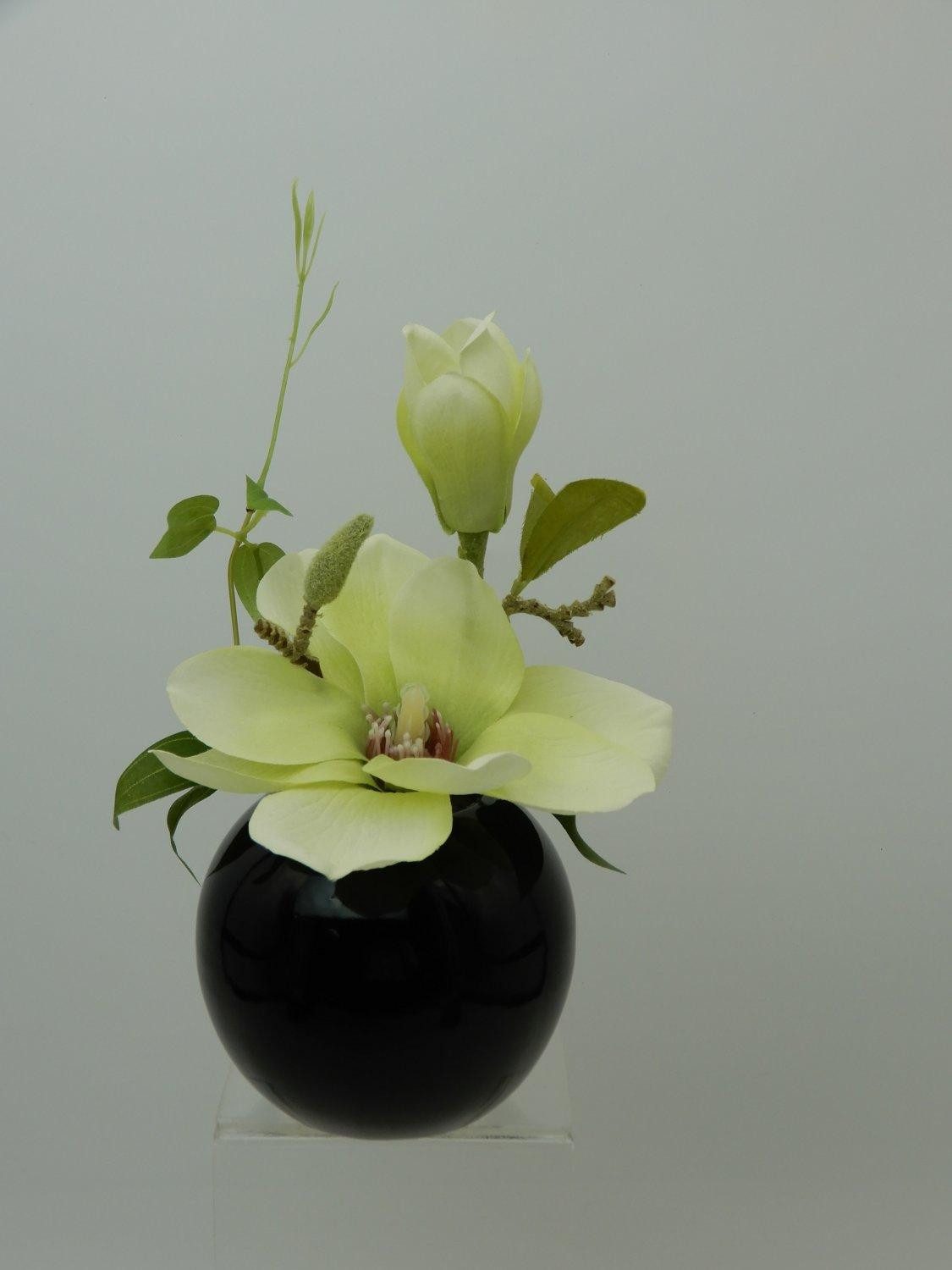 Kunstblume Deko Blume Magnolie FEMI im schwarzen Keramiktopf, Crem Magnolie, artplants, Höhe 20.0 cm