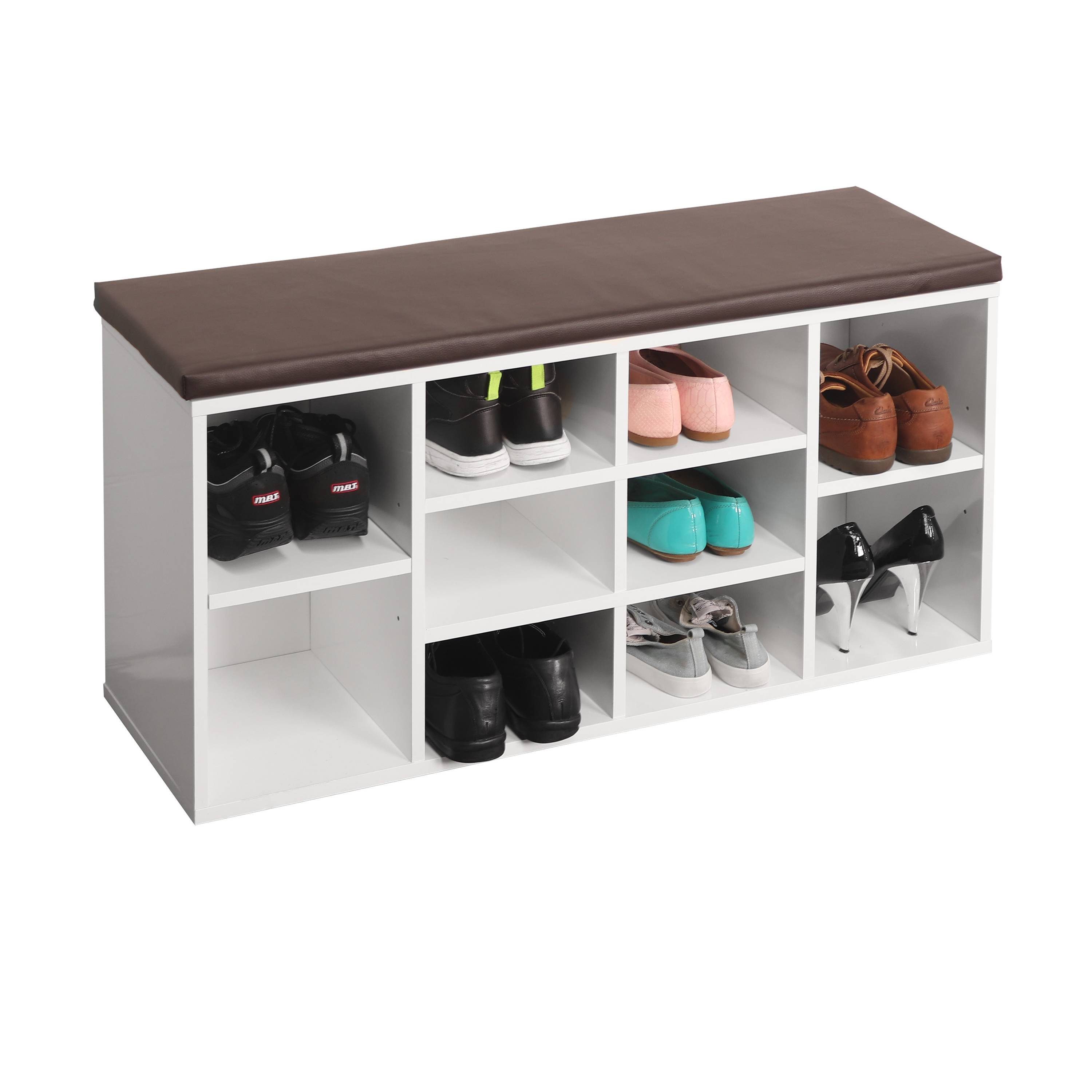 RICOO Schuhregal WM033-WM-B, 1-tlg., Sitzbank Schuhschrank mit Sitzkissen Schuhbank für Flur Schuhablage