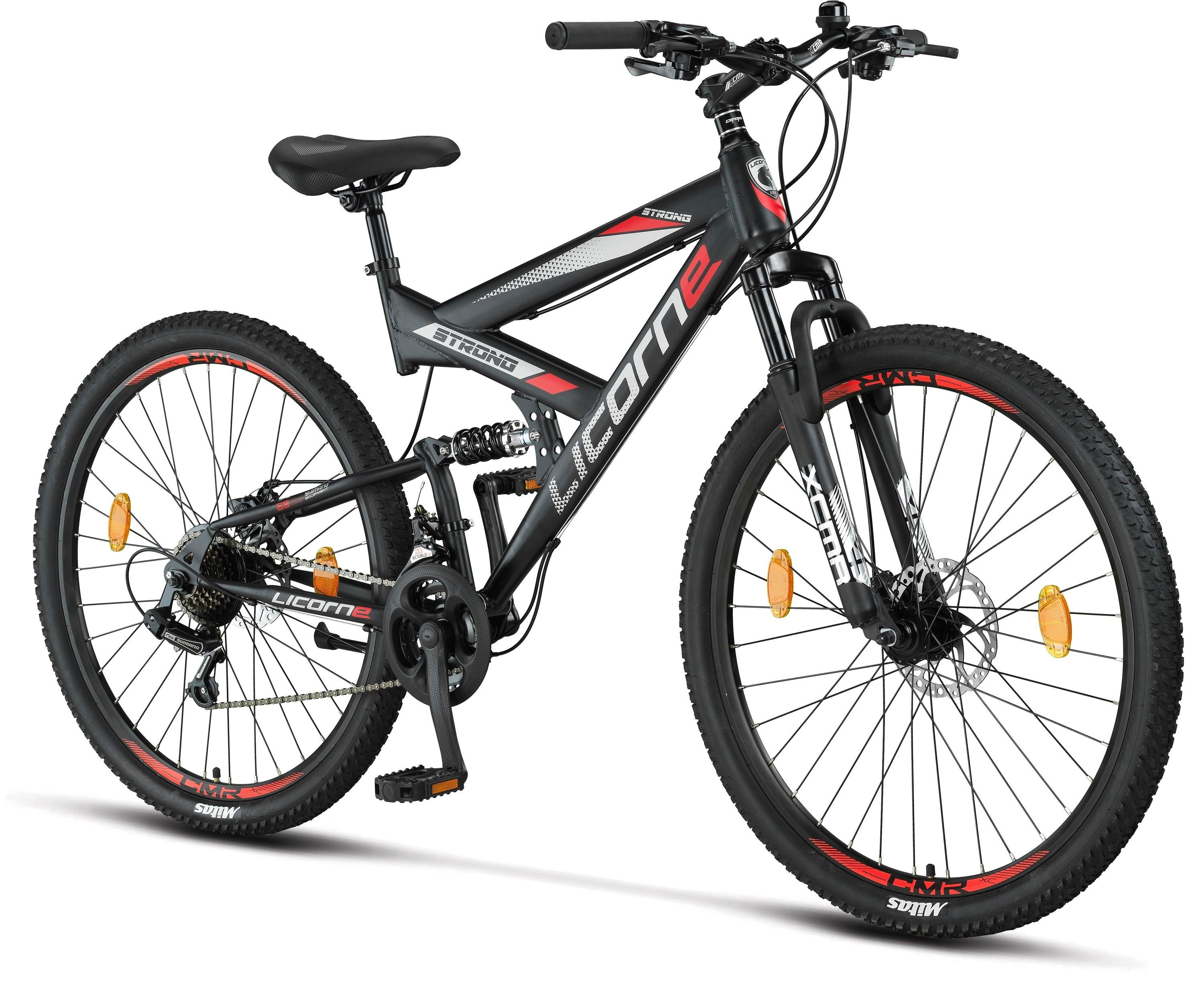 Mountainbike Bike 27,5 und Licorne Bike Zoll 26, Premium 29 Mountainbike Licorne 2D Strong Schwarz/Rot in