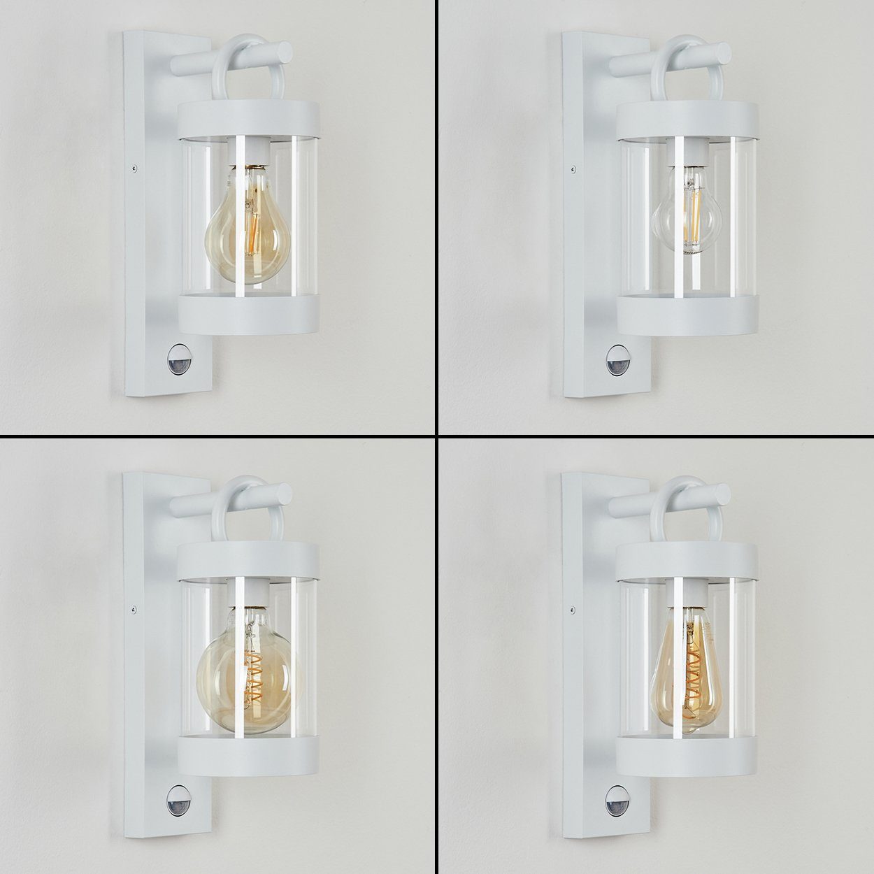 hofstein Außen-Wandleuchte moderne Wandlampe aus Weiß/Klar, Metall/Kunststoff 1x Leuchtmittel, ohne IP44 in Bewegungssensor, mit E27