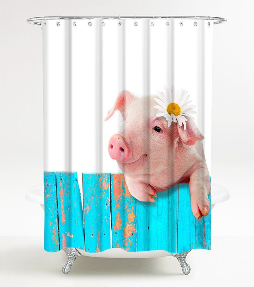 Sanilo Duschvorhang Schwein 180 x 200 cm, 100% wasserdicht, Anti-Schimmel-Effekt, hochwertige Qualität