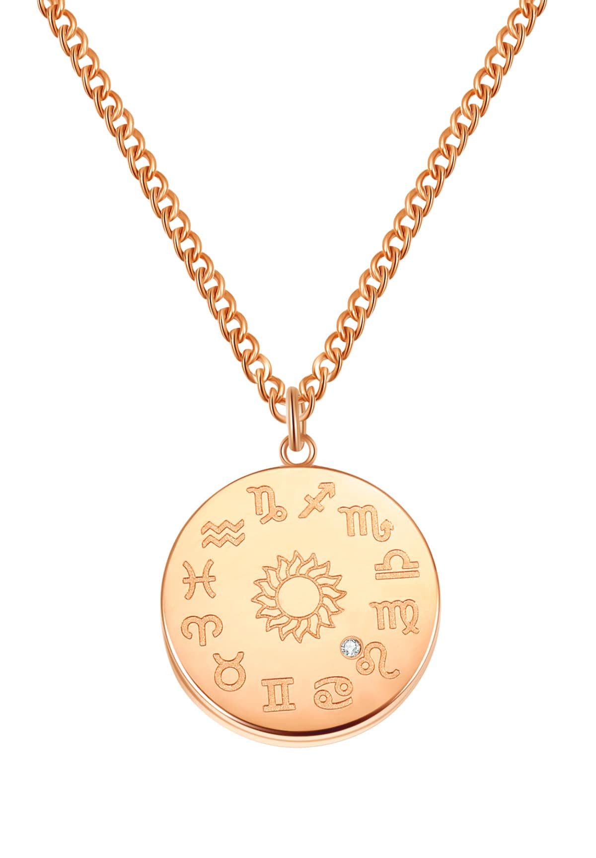Hey Happiness Kette mit Anhänger Sternzeichen, Astro Plättchen, Horoskop Kette Sternbild mit Tierkreis Zeichen, wasserfest