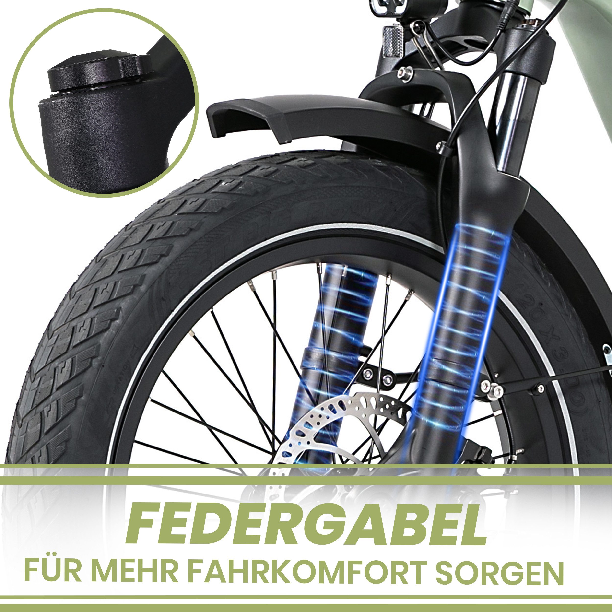 Thumbnail - JOBOBIKE E-Bike Klapprad 20x3 Zoll Damen und Herren, 720Wh, Pedelec Cityrad 65-100km, 7 Gang Shimano, Kettenschaltung, H...